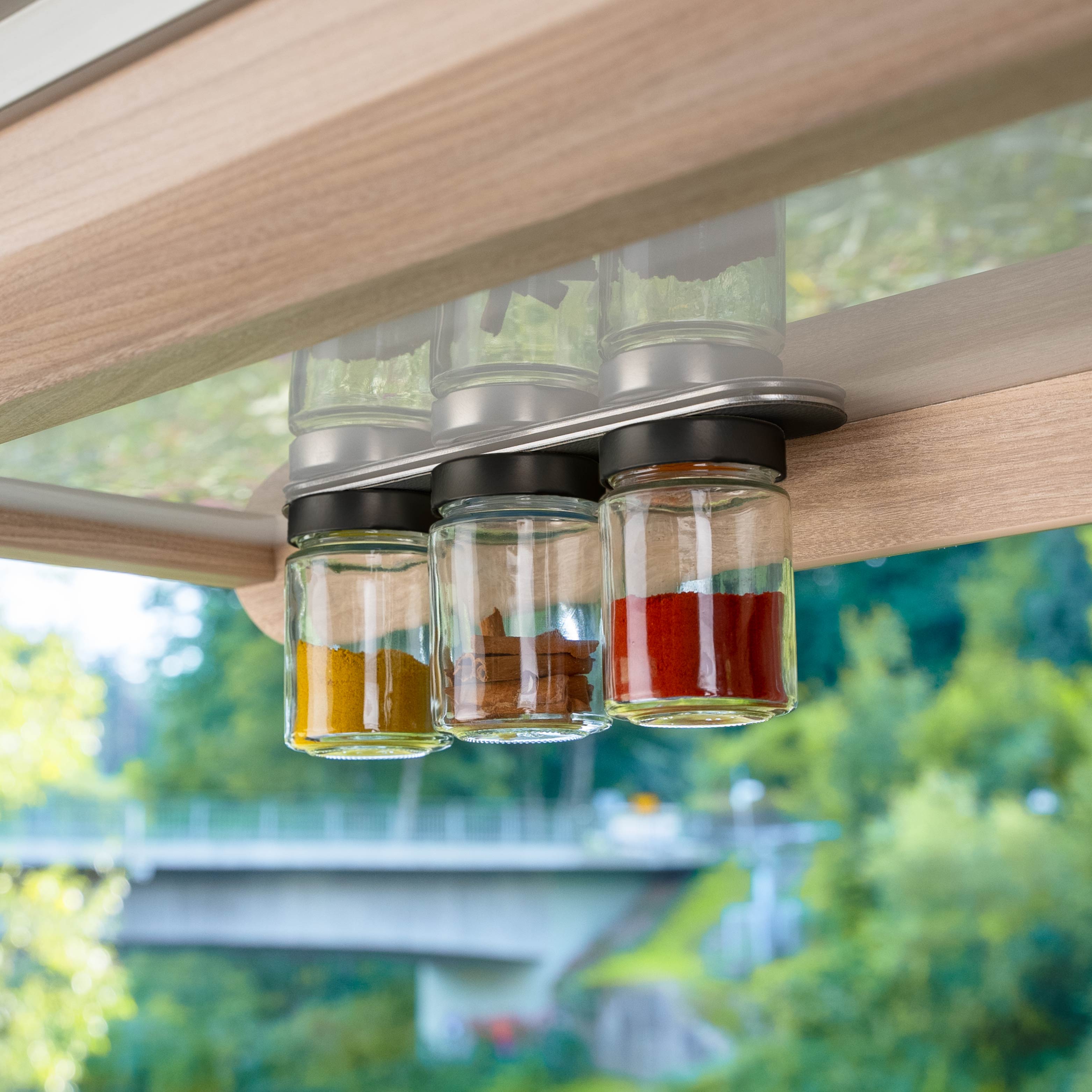 Premium Black & Classy Magnetic Spice Jars - 192ml Glass Containers with Black Metal Strip - Perfect for Kitchen Organization & Spice Storage