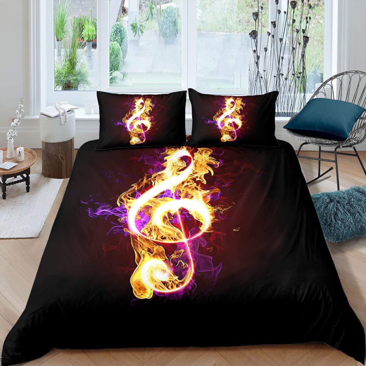 Feelyou Piano Comforter Cover Set - Musical Note Melody Duvet Cover for Kids & Teens (Twin Size, 2Pc) - Stylish Musical Instrument Bedding with Piano Key Design - Perfect for Boys/Girls Bedroom Decor & Music Lover's Room