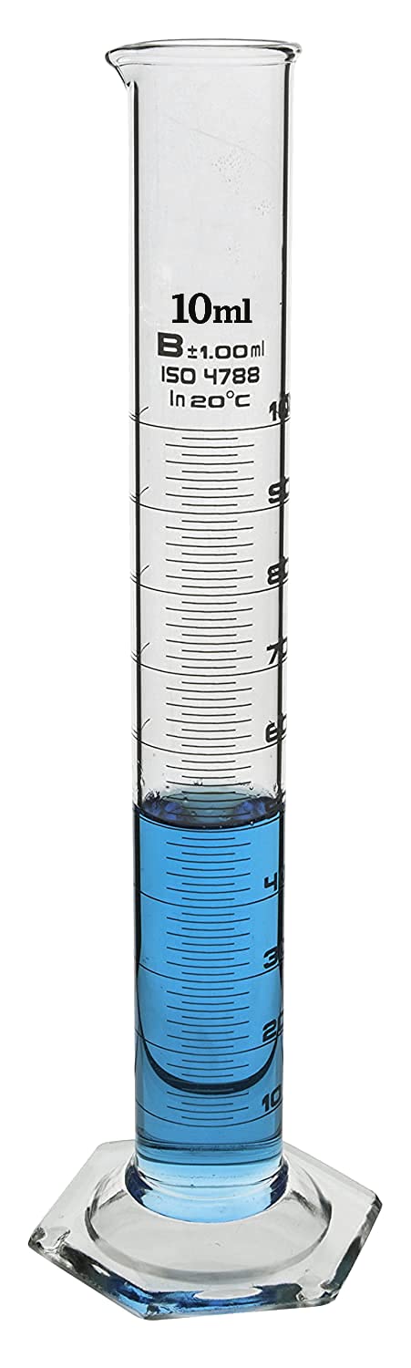 SPYLX 10ml Borosilicate Glass Measuring Cylinder - Heavy Duty, Reusable, Single Metric Graduated Cylinder for Laboratory Testing & Science Experiments | Perfect for Chemistry Labs, School Projects & Precise Liquid Measurements