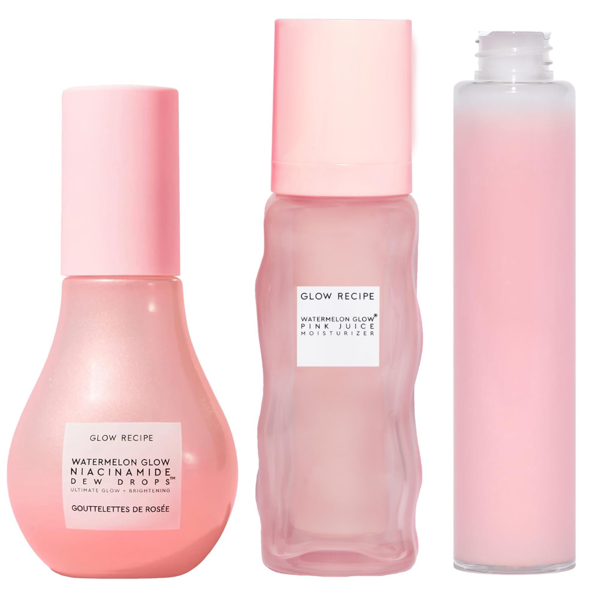 Glow Recipe Niacinamide Dew Drops Serum & Makeup Primer (40ml) + Watermelon Glow Pink Juice Hydrating Moisturizer (50ml) Duo Set - Brightening, Hydration & Glow Boosting Skincare Routine for Dry, Dull Skin | Day & Night Use for Radiant Complexion