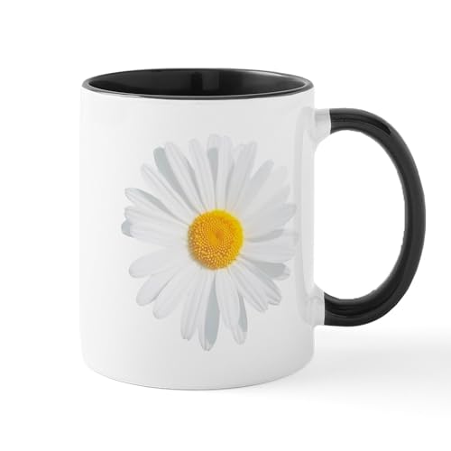White/Black Inside - Fresh White Daisy Mugs