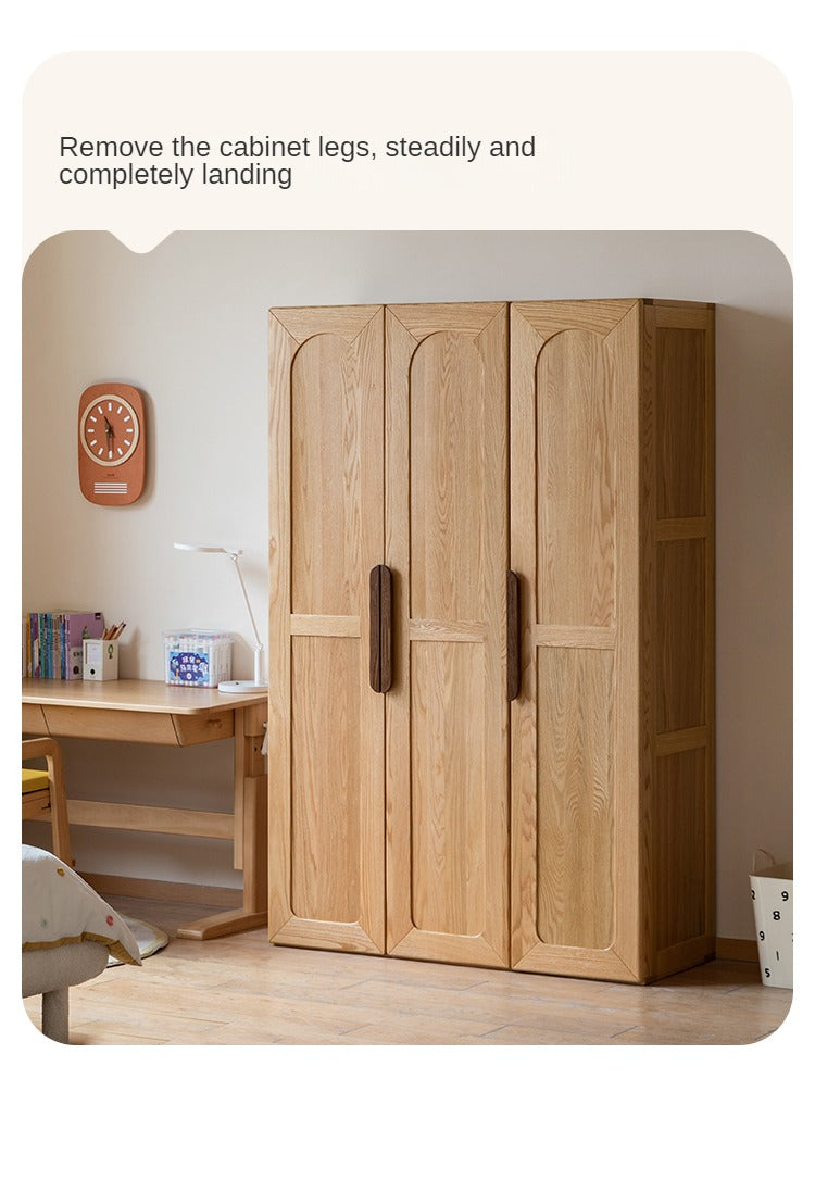 Solid Oak Wood Kids Wardrobe - Durable & Stylish Storage for Bedroom, Nursery, or Playroom Organization