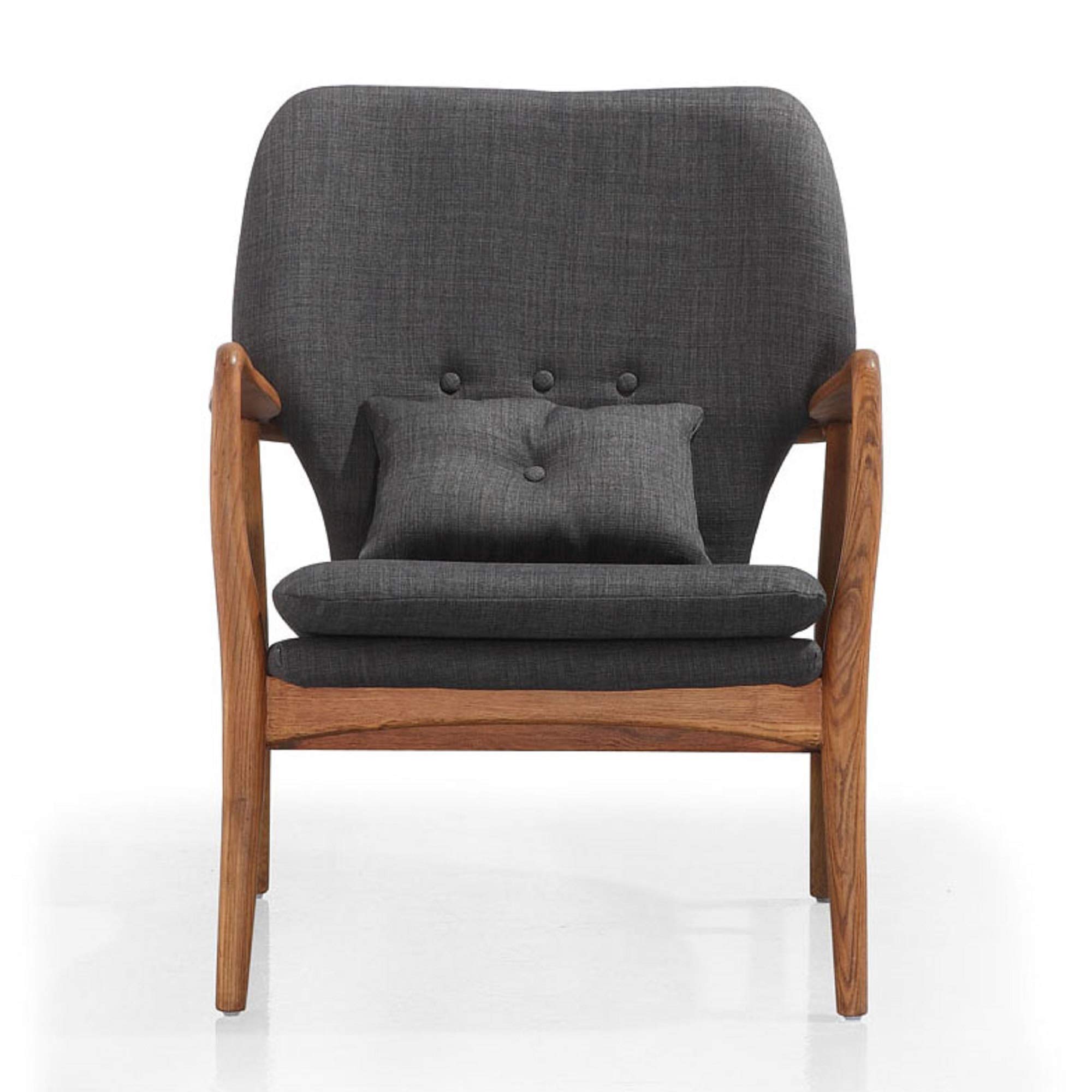 Bradley Charcoal & Walnut Accent Chair with Ottoman - Modern Living Room Furniture for Home Office & Lounge - Manhattan Comfort