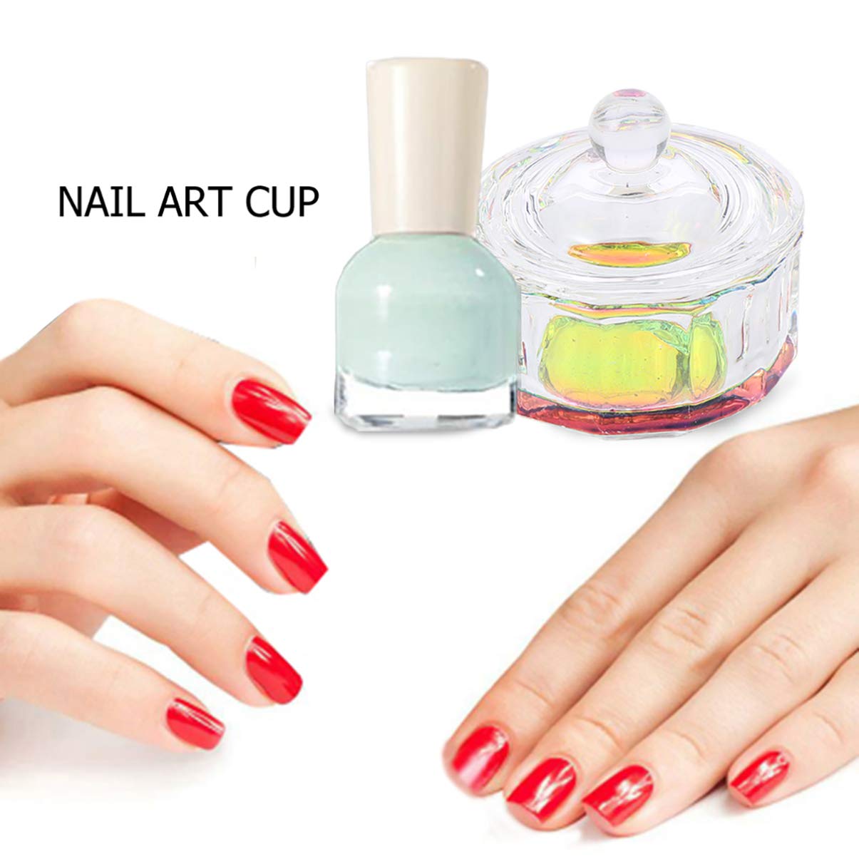 2 Pcs Glass Crystal Nail Art Dappen Dish with Lid - Nail Liquid & Acrylic Container for Professional Salon & Home Manicure - Perfect for Nail Polish, Glue, and Monomer Storage