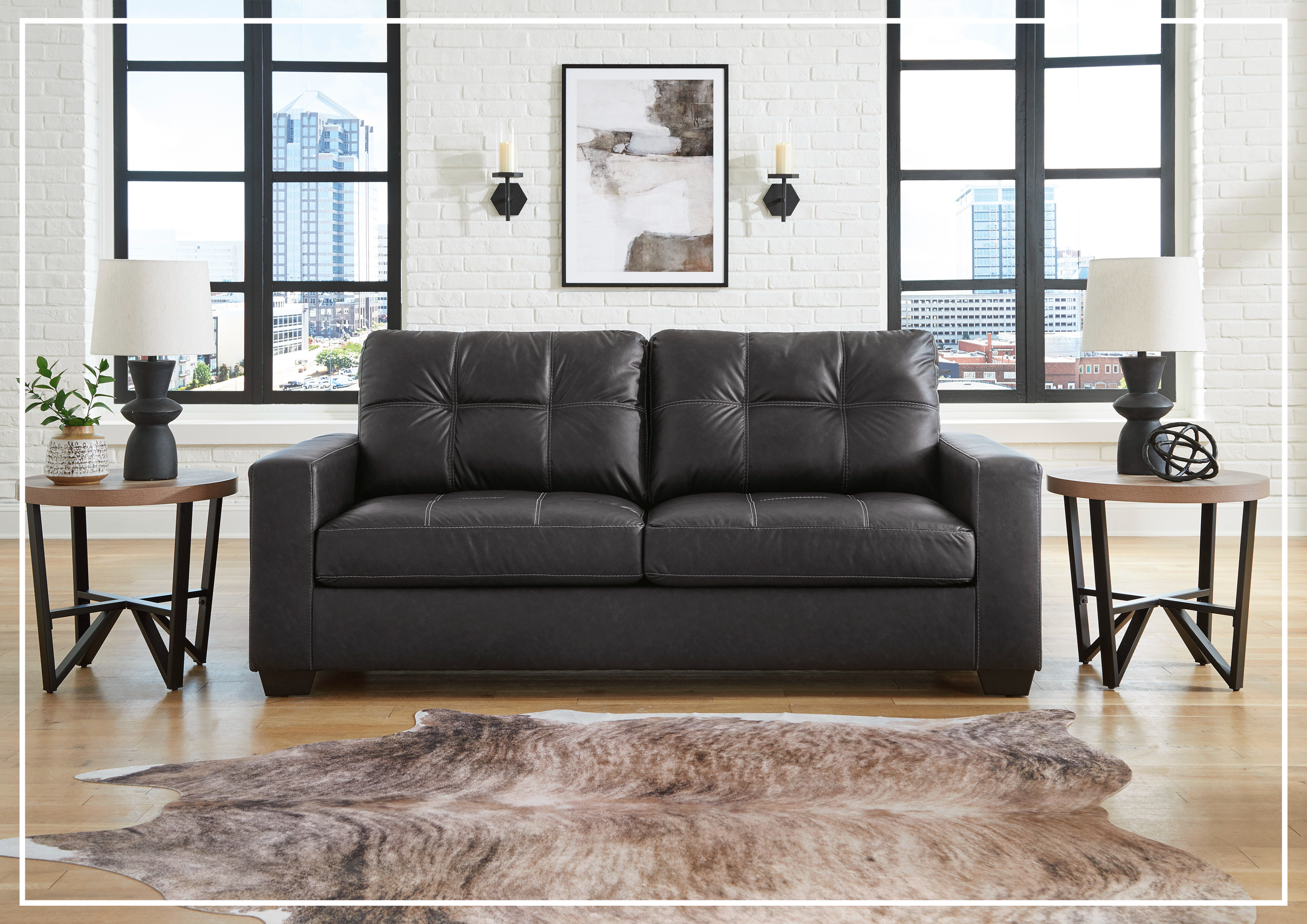 Gio Italia Bellagio Faux Leather Fabric Sofa - Luxurious Modern Living Room Furniture for Home & Office Decor