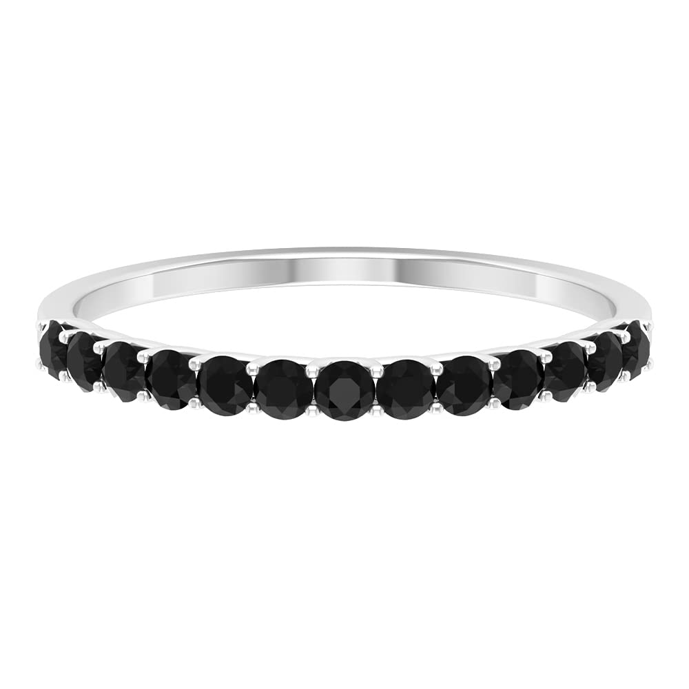 1/2 CT Cubic Zirconia Half Eternity Ring for Women - 14K Solid Gold Minimalist Round Zircon Wedding Band - Perfect for Anniversary, Engagement & Everyday Elegance