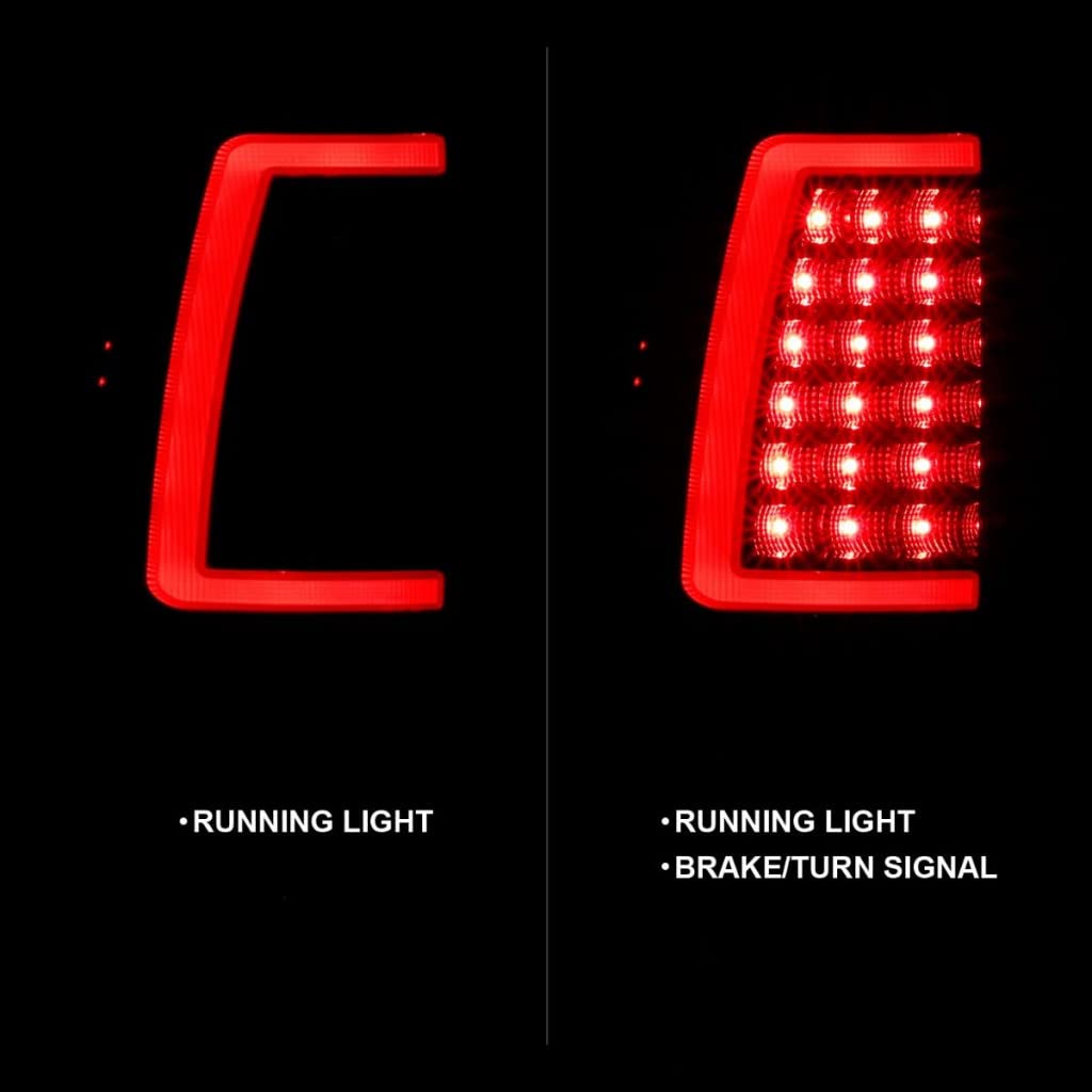 ANZO LED Tail Lights for Chevy Silverado 1500 HD 2003-2006 | Black Plank Style | Part# 311334 | Upgrade Your Truck's Rear Lighting for Night Driving & Enhanced Safety