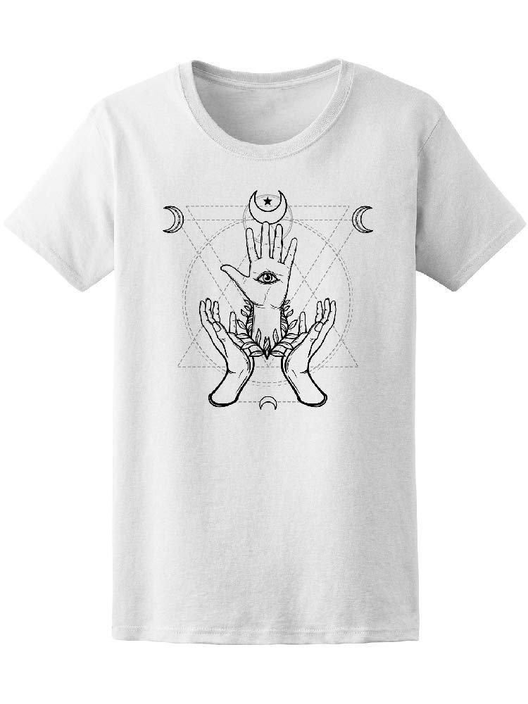 Mystical Hand Providence Eye Graphic T-Shirt for Women - Casual Streetwear, Boho Fashion, and Festival Outfit