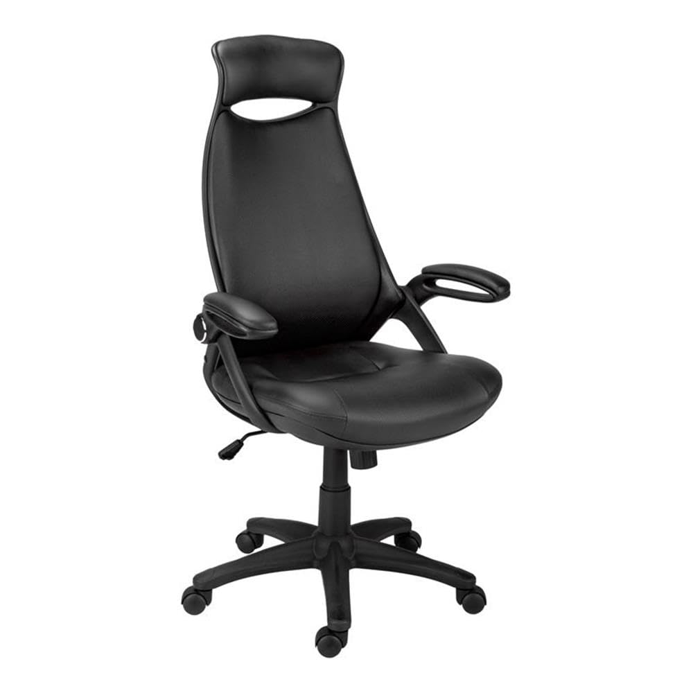Monarch Specialties I 7276 Ergonomic Office Chair - Adjustable Height Swivel Chair with Armrests, Black Fabric & Metal Frame for Computer Desk - Perfect for Home Office, Gaming & Workspace
