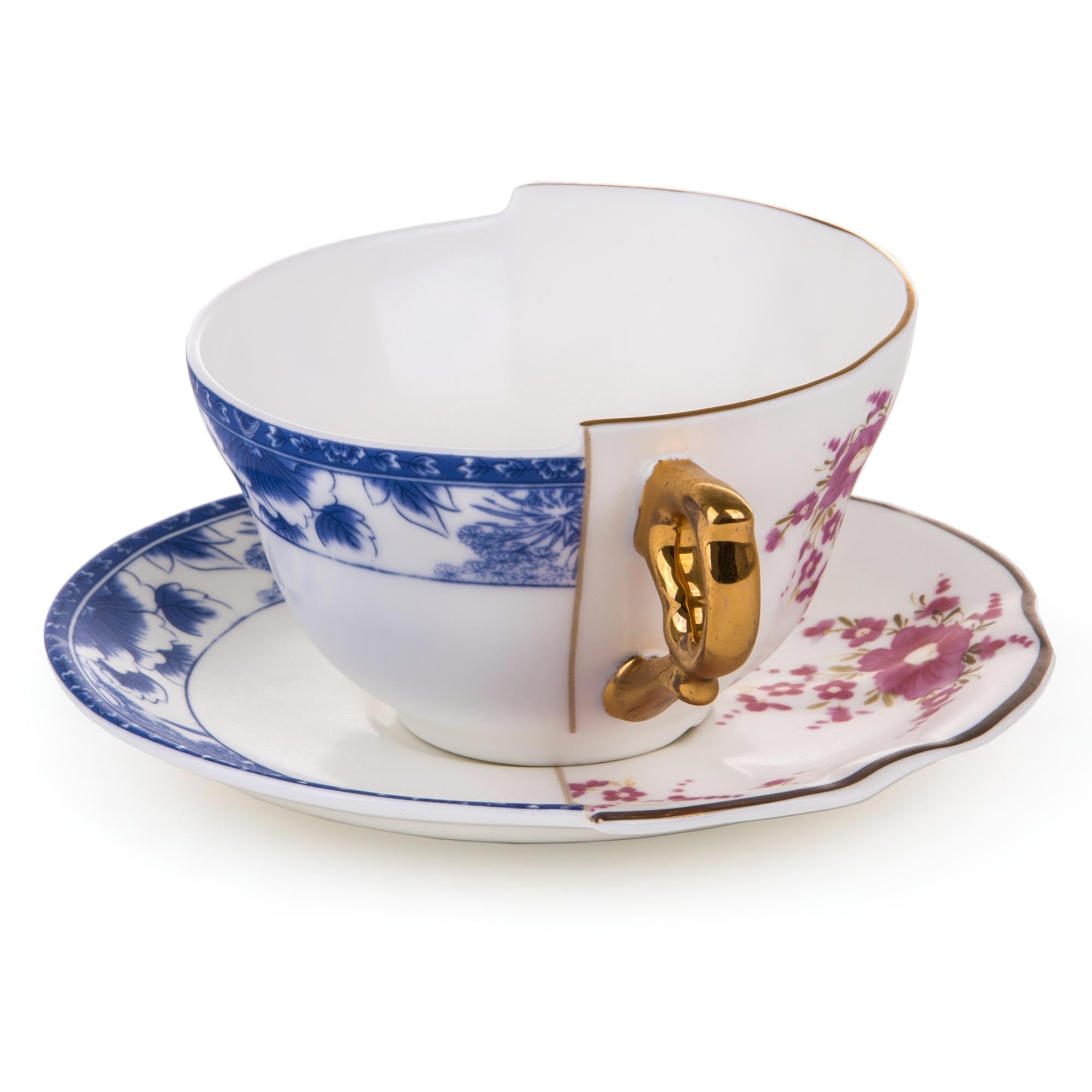 SELETTI Hybrid-Zenobia Porcelain Tea Cup and Saucer Set - Elegant Bone China Tea Cup for Afternoon Tea, Coffee, and Home Decor