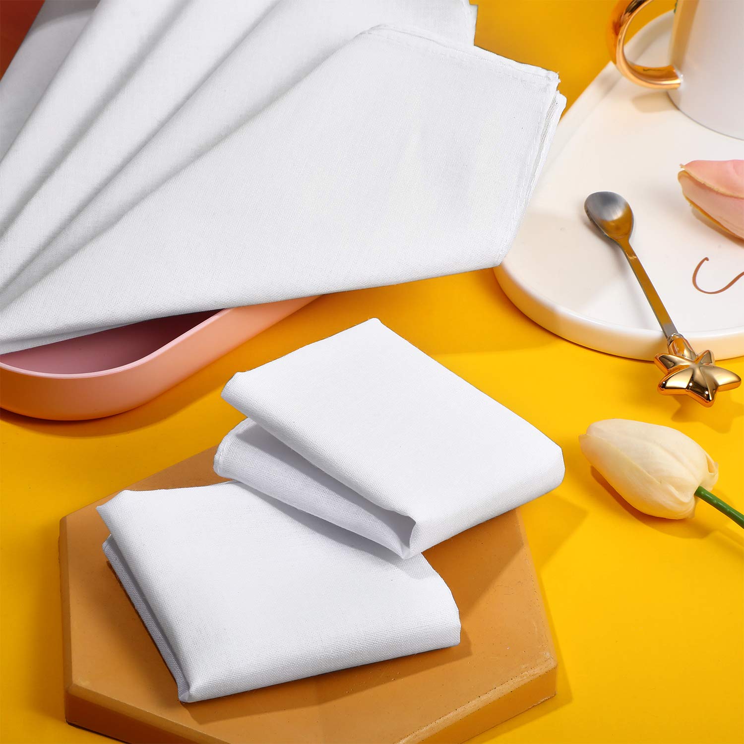 100-Piece Bulk White Handkerchiefs Set - Classic Cotton Pocket Squares for Men, Small Size Hankies for Tea Parties, Weddings & Formal Events - Perfect for Gifts, Everyday Carry & Gentlemen's Accessories