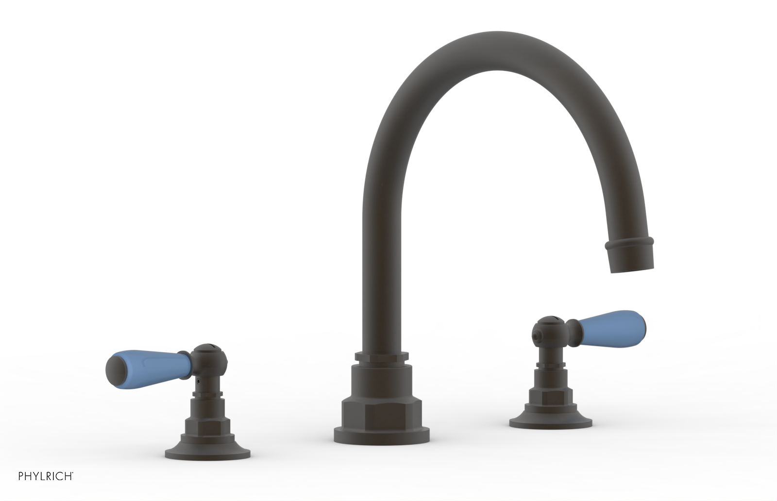 Jamestown Deck Tub Set with Lever Handles - Light Blue Accented Bathroom Fixtures for Outdoor & Indoor Use - 165.41