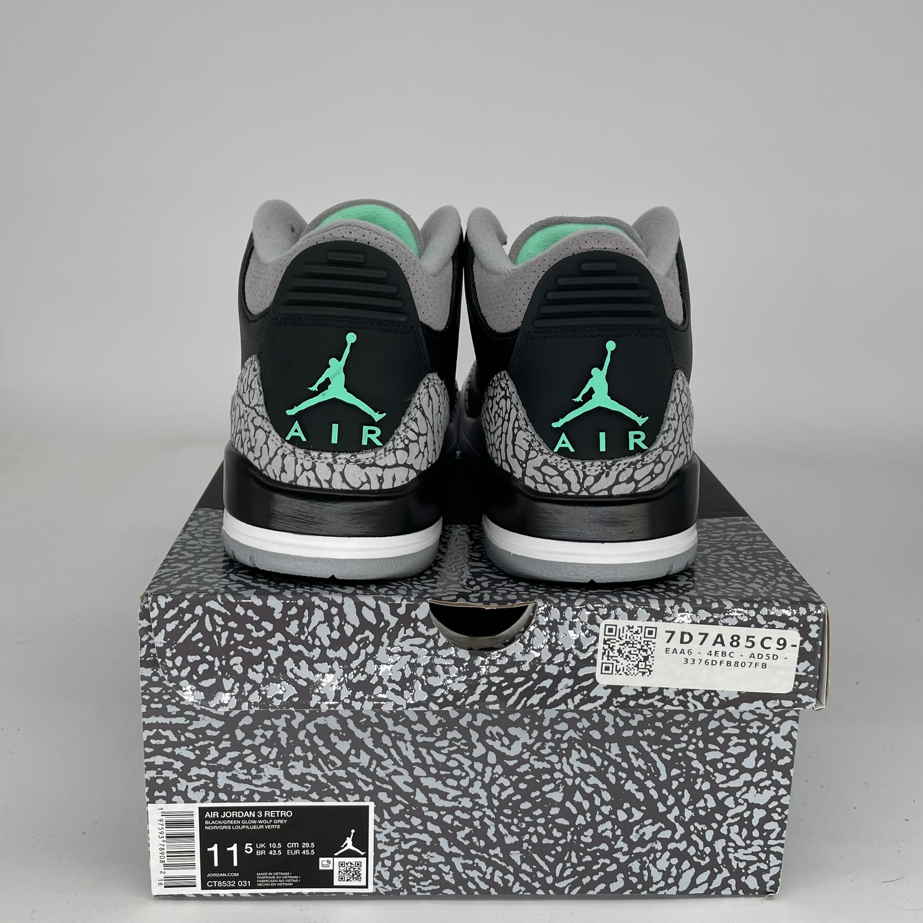 AIR JORDAN 3 Retro Green Glow Men's Basketball Shoes Size 11.5 - Style CT8532-031 | Perfect for Streetwear, Sneaker Collecting & Casual Wear
