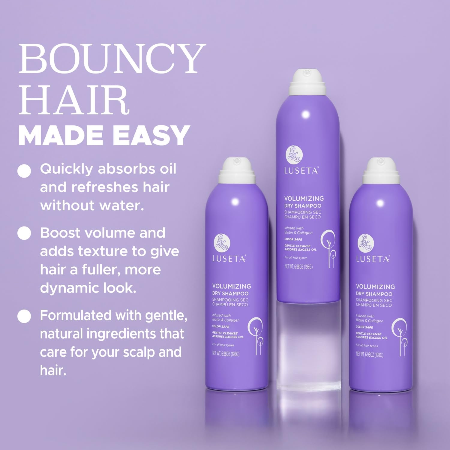 **Luseta Biotin Dry Shampoo for Women & Men – Volumizing & Oil Absorbing Spray for Oily Hair – 6.98oz | Refreshing Hair Care for Fuller, Cleaner Hair – Perfect for Travel, Gym & Busy Lifestyles**
