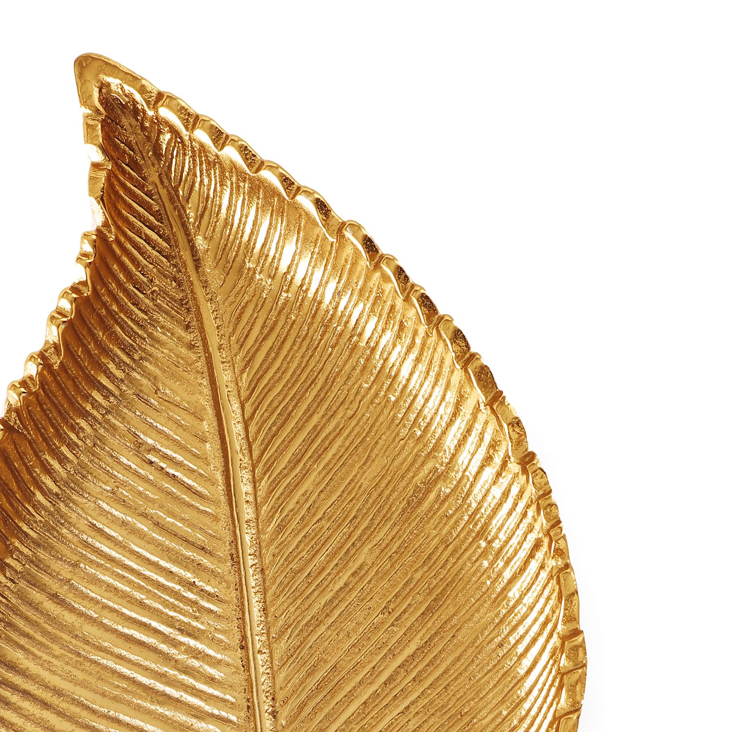 Pure Home & Living Gold Birch Leaf Shaped Serving Platter - Elegant Appetizer Tray for Parties, Weddings, and Holiday Entertaining