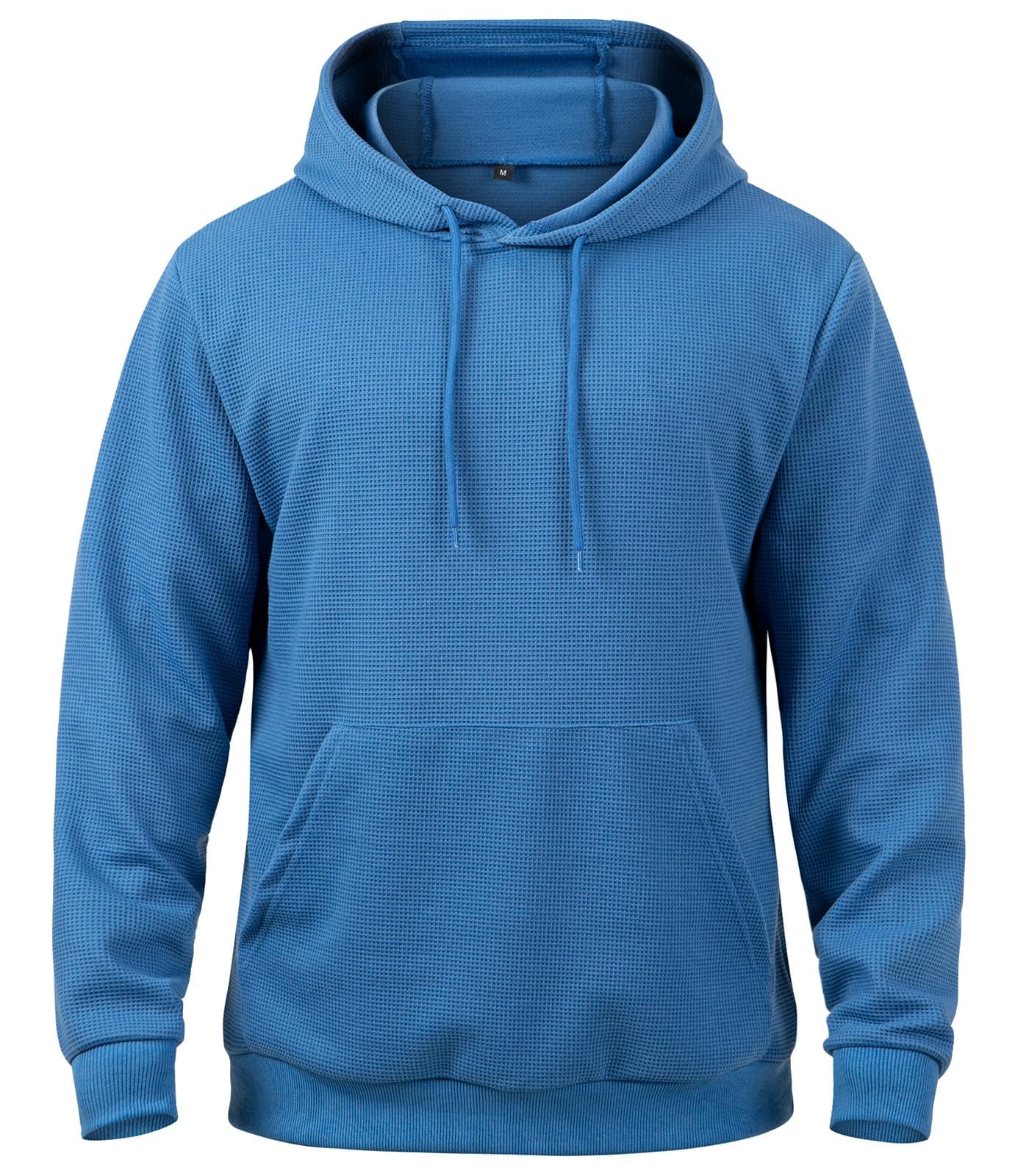 MANSDOUR Men's Casual Long Sleeve Waffle Knit Hoodie with Drawstring & Pocket - Warm Pullover Sweatshirt for Outdoor Activities, Gym & Streetwear Fashion