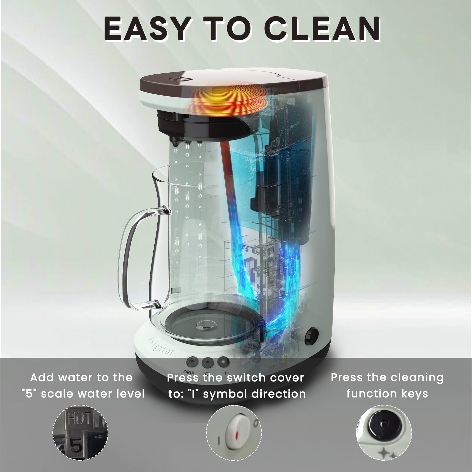 Best Iced Coffee Maker - Hot & Cold Brew Coffee Machine with Self-Cleaning, Single Serve Coffee Maker for Ground Coffee, 4-5 Cups Capacity - Perfect for Home, Office, RV & Camping - Enjoy Refreshing Iced Coffee or Hot Brew Anytime (Green)