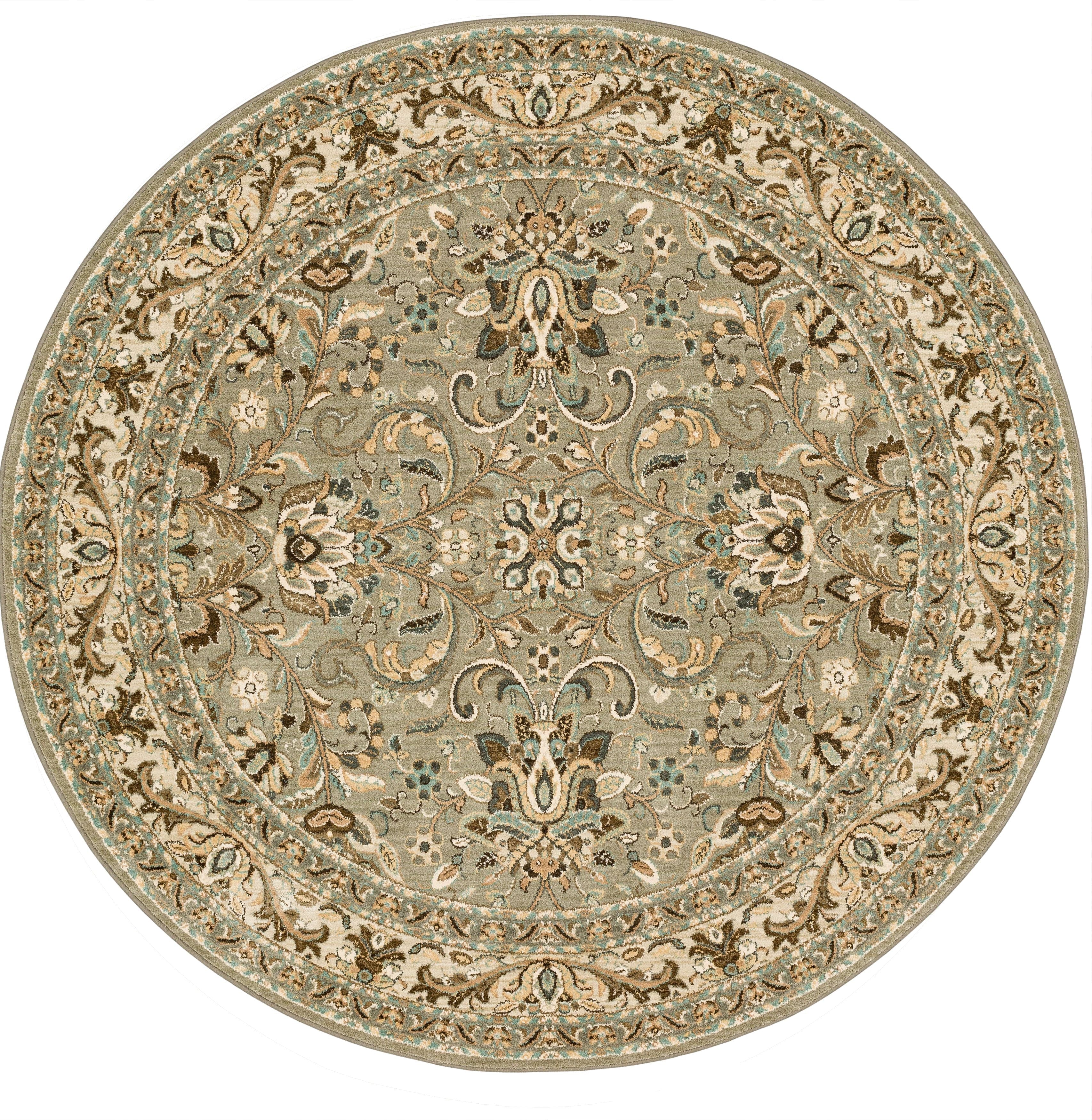 Newbridge Willow Grey 8-Foot Round Indoor/Outdoor Rug - Perfect for Living Room, Bedroom, or Patio Decor