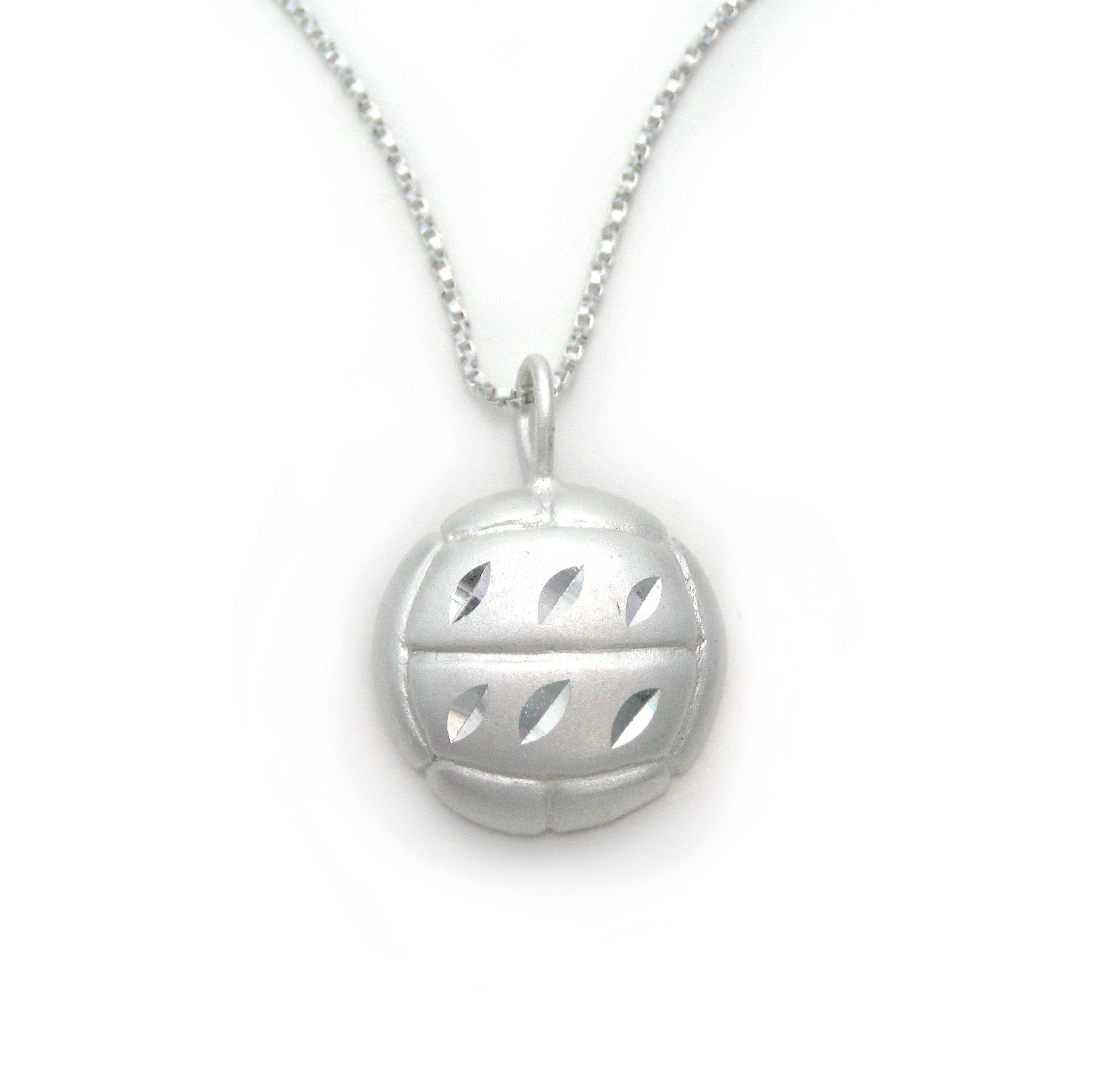 Sterling Silver Volleyball Charm Necklace - Handmade Etched Design & Matte Finish - Perfect Gift for Volleyball Players, Coaches & Fans - Ideal for Games, Practices & Everyday Wear