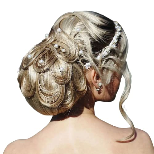 23 Pack Pearl Hair Pins & Adjustable Hair Clips - Wedding Hairstyle Accessories for Brides, Girls (Golden) | Perfect for Bridal Parties, Prom, Formal Events & Special Occasions