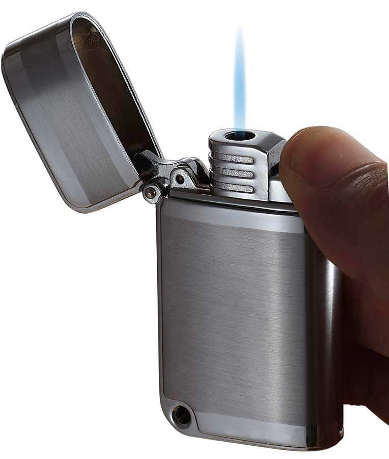 Visol Ranger Brushed Chrome Jet Flame Lighter - Windproof Refillable Butane Torch for Cigars, Camping, BBQ & Outdoor Use