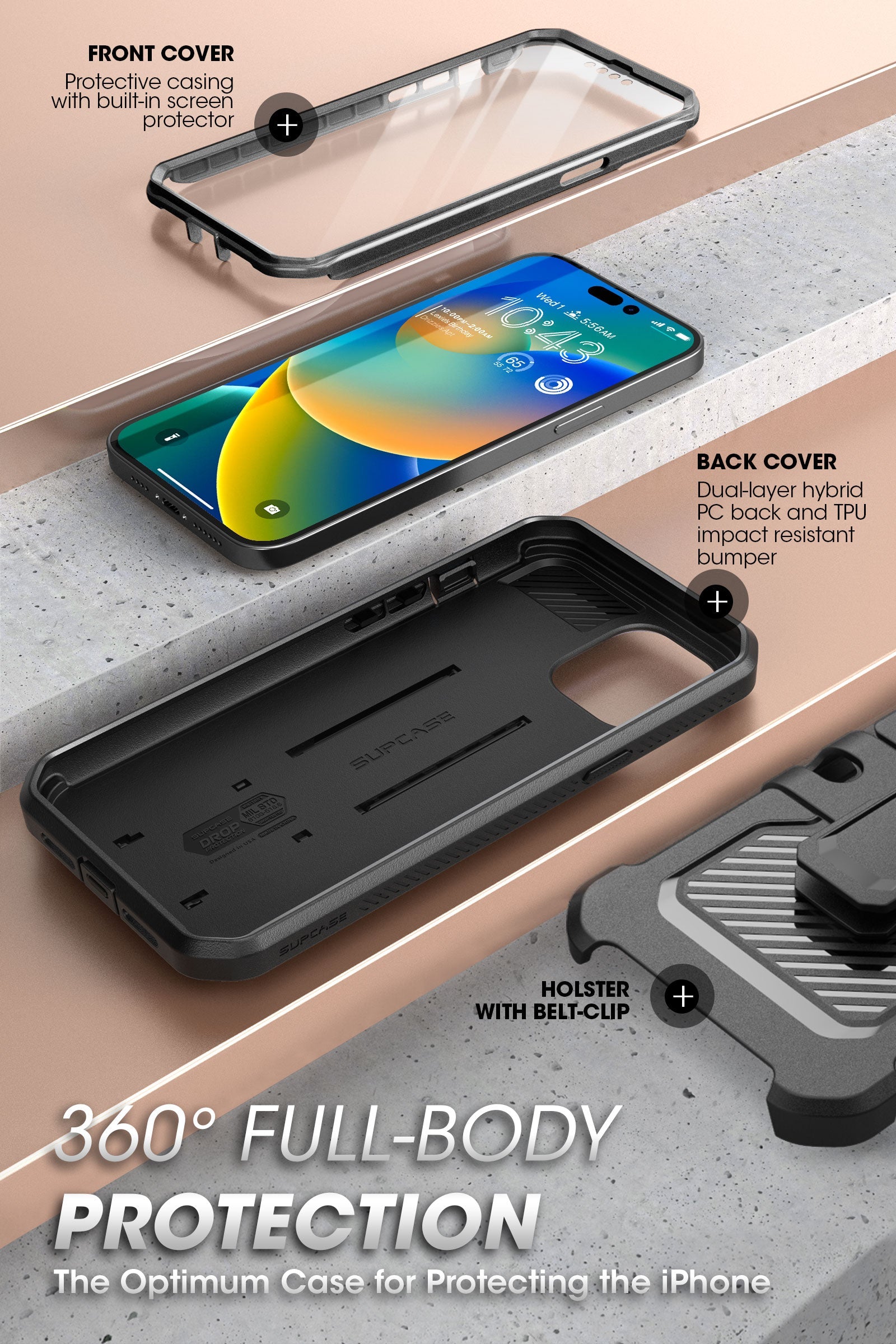iPhone 14 Pro 6.1 Inch Unicorn Beetle Pro Rugged Case - Shockproof & Drop Protection | Open Box Black | Perfect for Outdoor Adventures, Construction Work & Extreme Sports