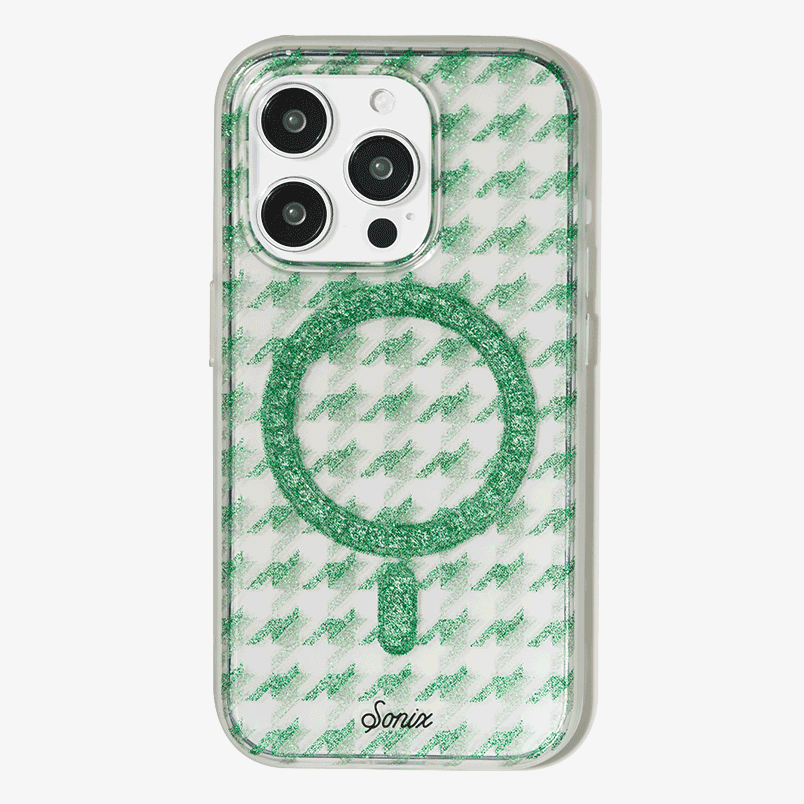 Happily Houndstooth MagSafe Compatible iPhone Case - Stylish Protective Cover for iPhone 12/13/14 Series | Perfect for Everyday Use, Work & Travel