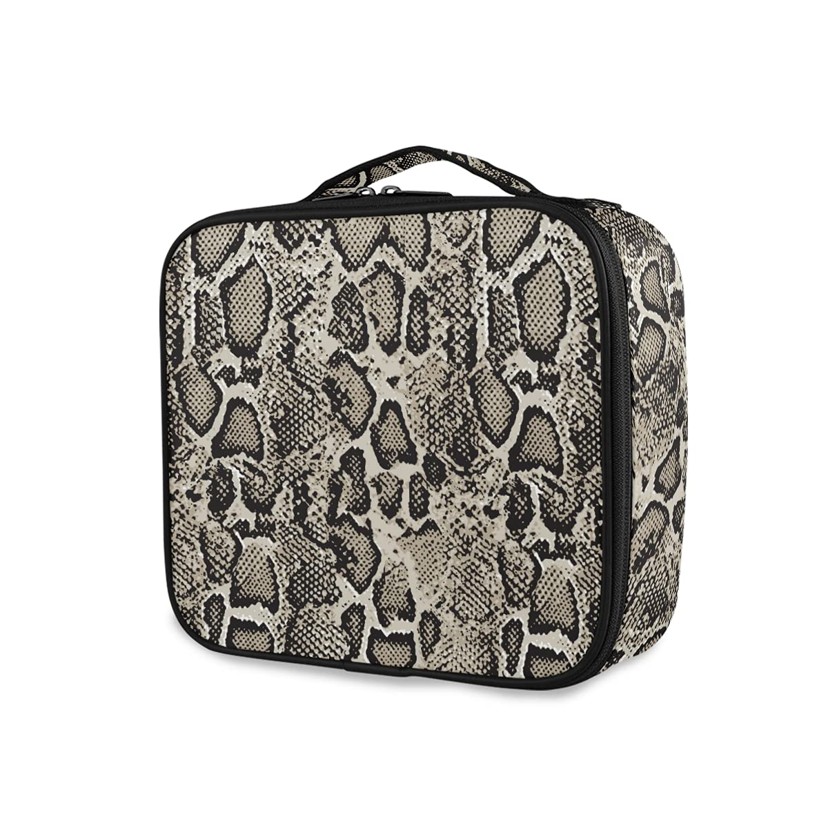 Stylish Animal Print Snake Skin Travel Makeup Case - Large Cosmetic Bag Organizer for Women | Perfect for Travel, Gym & Daily Essentials Storage