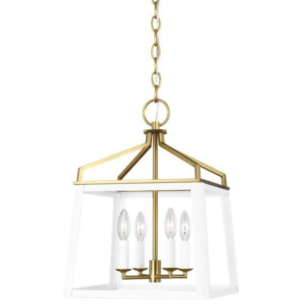 Carolyn Mixed Metal Linear Lantern - Modern Farmhouse Hanging Light Fixture for Porch, Patio & Entryway Decor