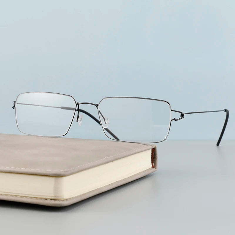 Stylish Black Titanium Square Full Rim Screwless Eyeglasses for Women - Trendy & Durable Frame for Work, Reading & Everyday Use