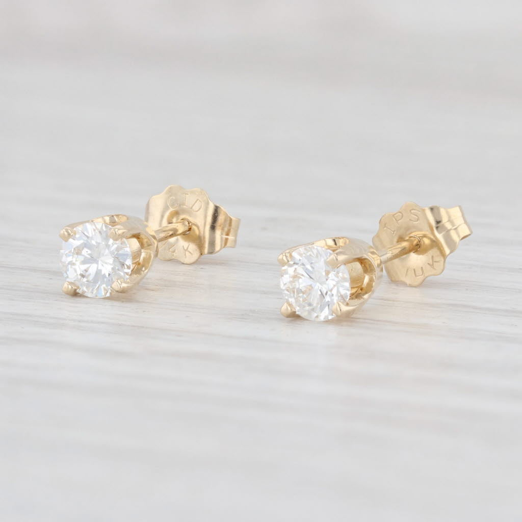 0.47ctw VS2 Diamond Stud Earrings in 14k Yellow Gold - April Birthstone Solitaire Earrings for Women - Perfect for Weddings, Anniversaries & Everyday Elegance