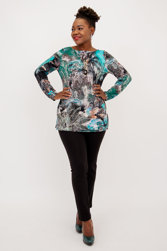 Stylish Women's Mandarin Collar Bamboo Tunic Top - Comfortable & Breathable for Casual Wear, Work & Summer Outfits