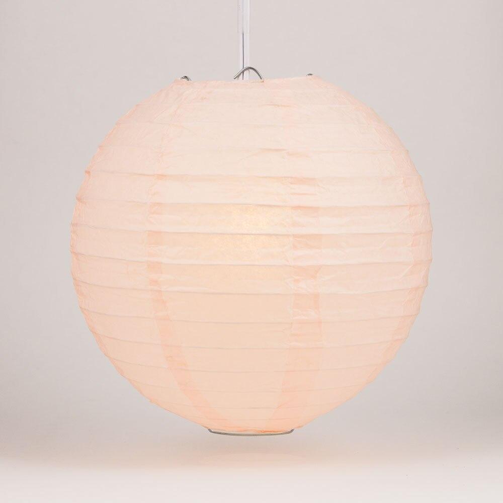 5 Pack 8 Inch Rose Quartz Pink Round Paper Lanterns with Even Ribbing - Chinese Hanging Decorations for Wedding, Party, Baby Shower & Home Decoration | Perfect for Indoor & Outdoor Events