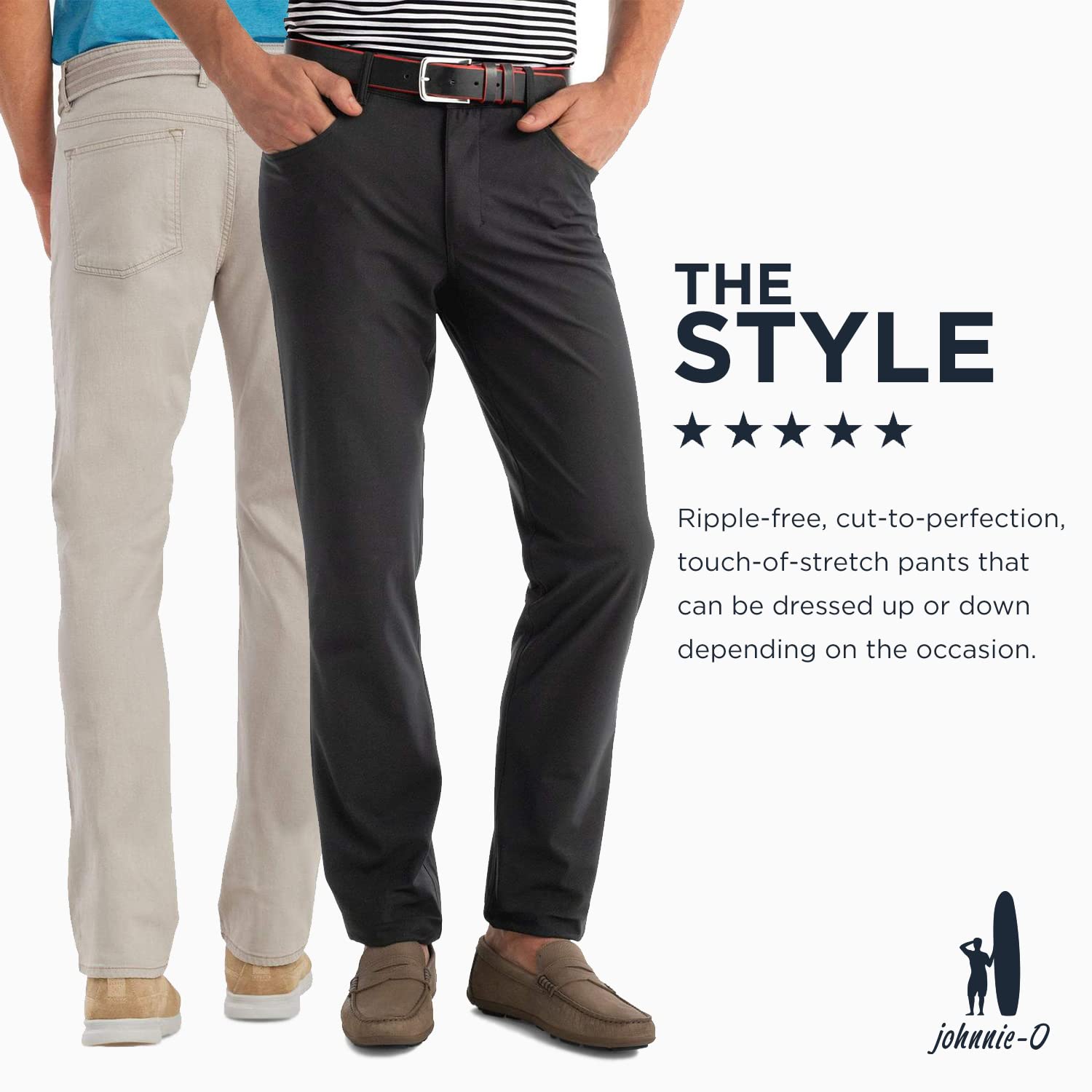 Johnnie-O Hugo 5-Pocket Pants for Men - Comfortable Casual & Golf Pants - Perfect for Work, Travel & Outdoor Activities