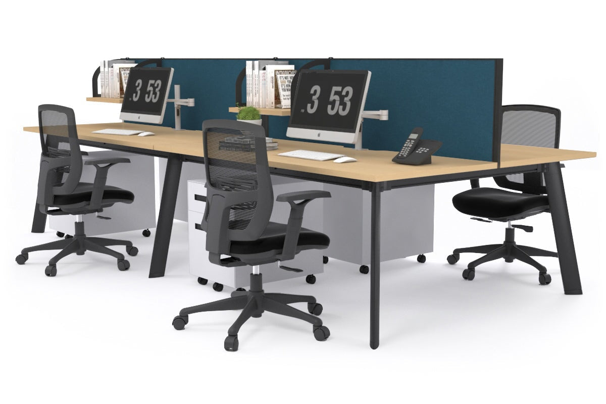 4-Person Workstation with Black Frame - 1200L x 800W Office Desk with Cable Management for Team Collaboration | Perfect for Open Offices, Coworking Spaces & Home Offices