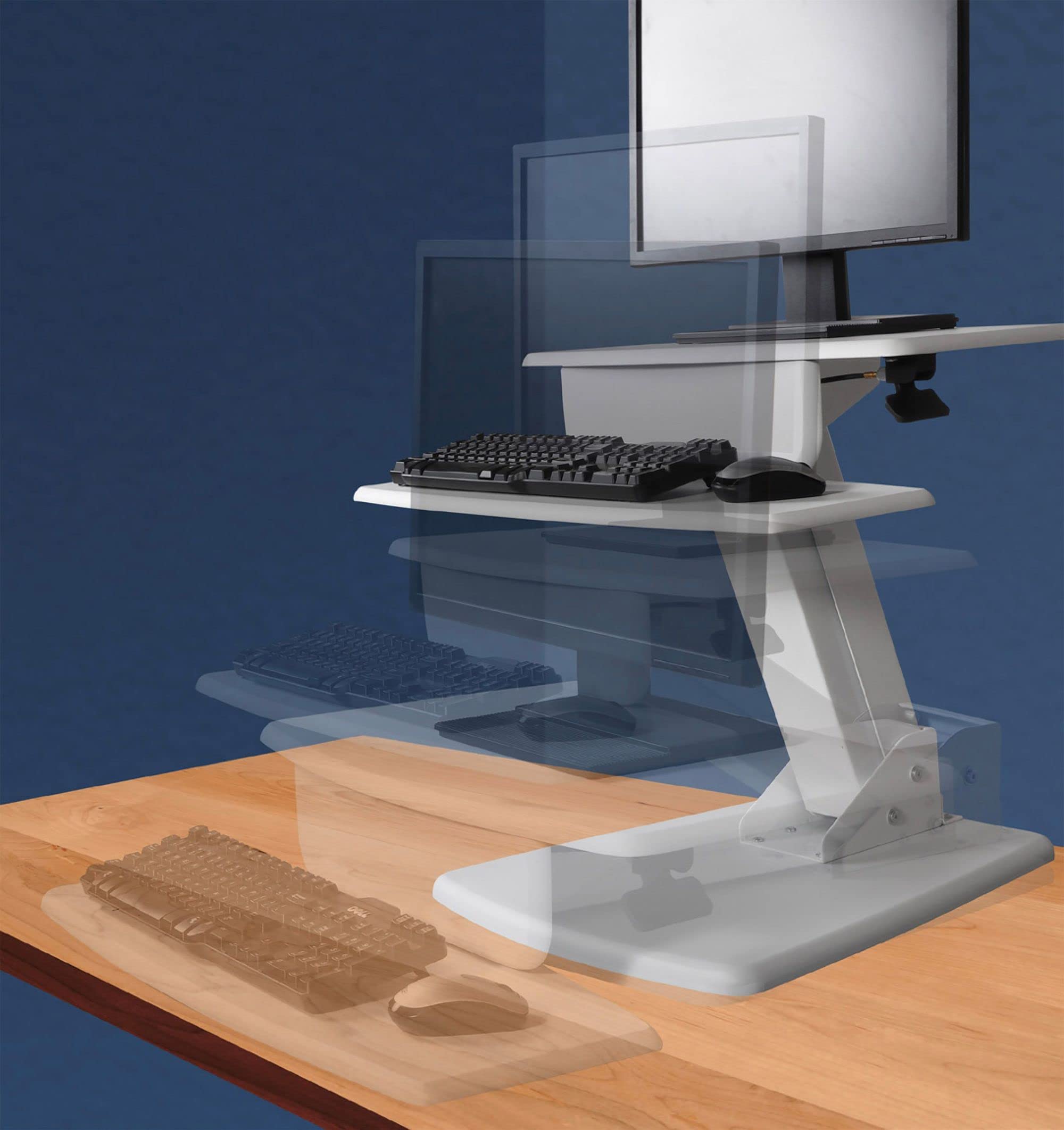 Kantek STS810W Adjustable Height Sit Stand Desk Converter - White | Ergonomic Home & Office Workstation for Laptop & Monitor | Perfect for Remote Work & Productivity