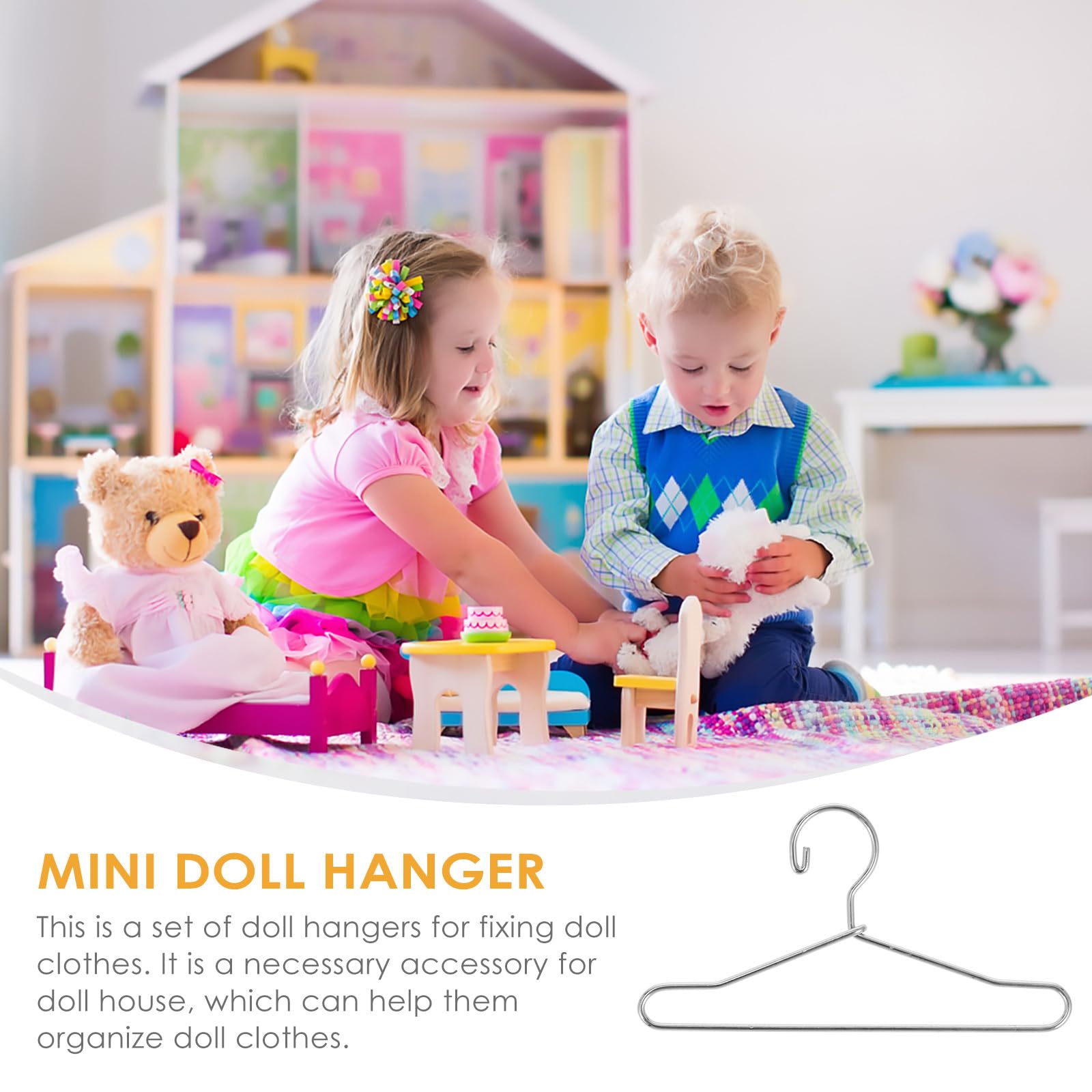 20 Pcs Metal Doll Clothes Hangers - 65mm Silver Mini Hangers for Doll Wardrobe, Dresses & Outfits | Perfect for Barbie, American Girl & 18