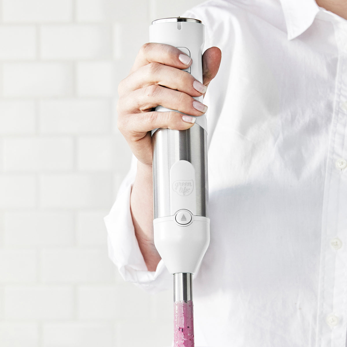 GreenLife Variable Speed Hand Blender - Powerful 500W Immersion Blender with 5 Speed Settings, White - Perfect for Smoothies, Soups, Sauces & Baby Food Prep