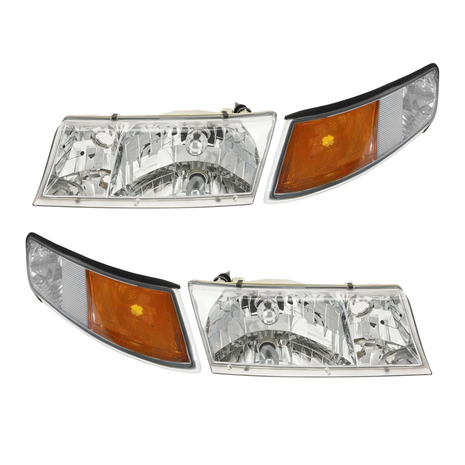 99-02 Grand Marquis Headlights & Parking Corner Lights Kit - Left & Right Pair - Perfect for Night Driving & Enhanced Visibility