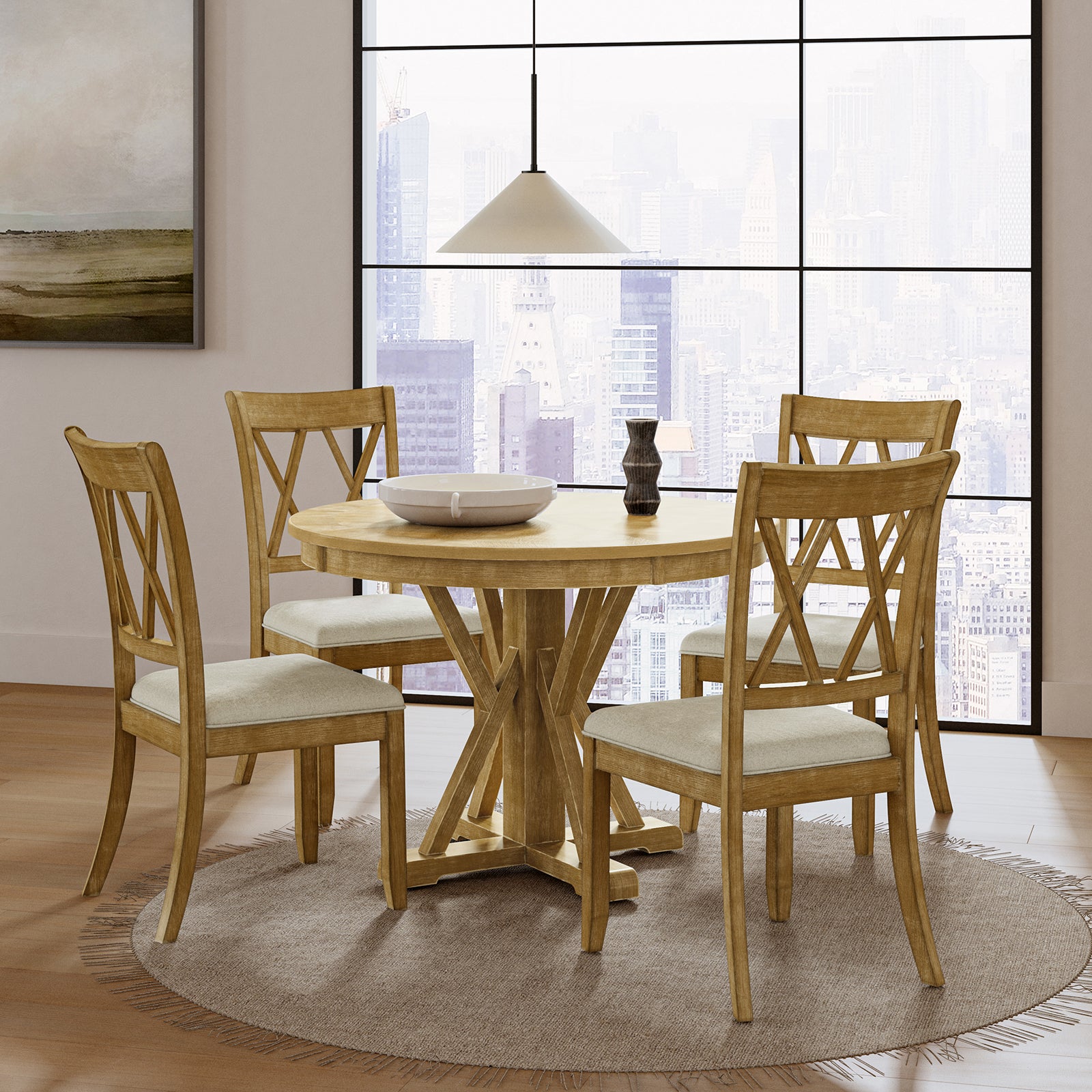 Kevin 5-Piece Dining Room Table Set with Chairs - Modern Kitchen & Dining Furniture for Family Meals & Entertaining