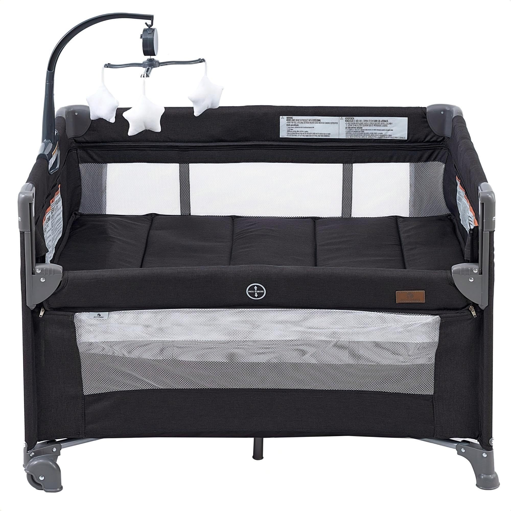 5-in-1 Baby Playard Bedside Sleeper with Bassinet & Mattress - Portable Infant Crib, Playpen, Changing Station & Nursery (BC-21M) - Perfect for Newborns, Travel & Small Spaces