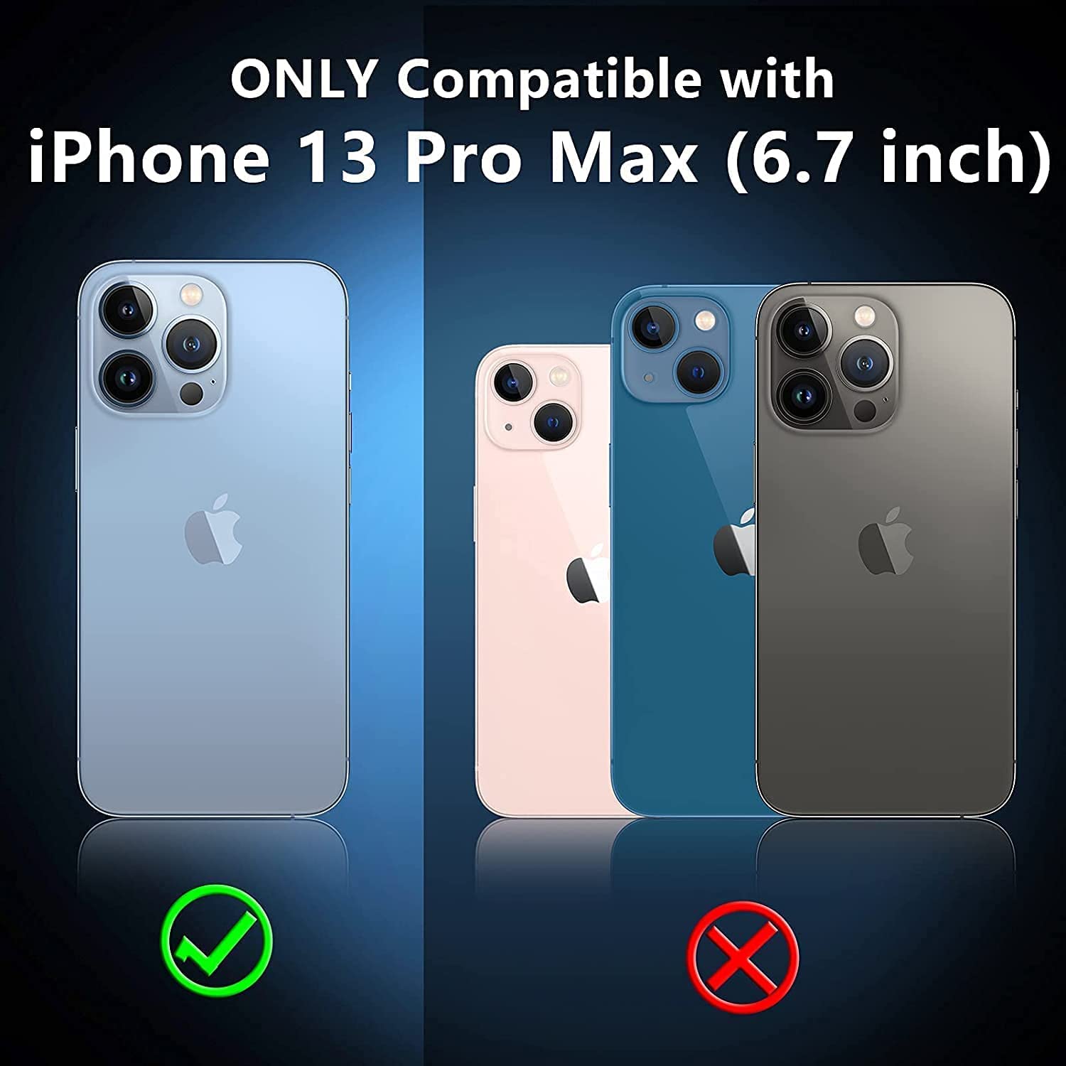 SPIDERCASE Crystal Clear iPhone 13 Pro Max Case - Slim Thin Protective Phone Cover (Blue/Clear) - Anti-Yellowing, Scratch Resistant - Perfect for Everyday Use, Work & Travel