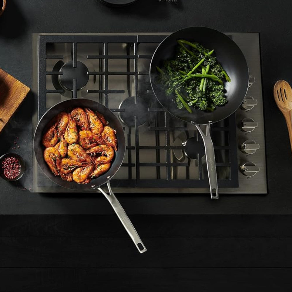 LAGOSTINA L700040128 28cm Blue Carbon Steel Skillet - Professional Non-Stick Frying Pan for Searing, Sauteing & Stir-Frying - Perfect for Home & Restaurant Cooking