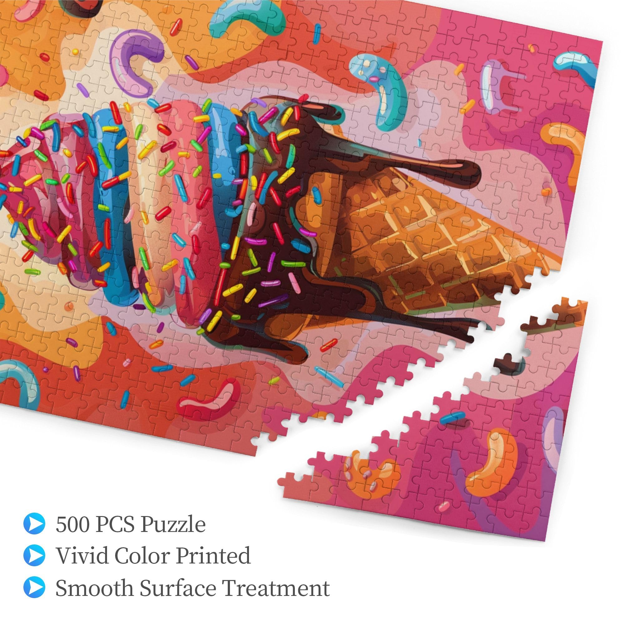 500-Piece Ice Cream Cone Wooden Puzzle for Adults - Unique Artwork, Beautiful Design - Perfect Gift for Ice Cream Lovers - Fun Home Decor & Relaxing Family Activity