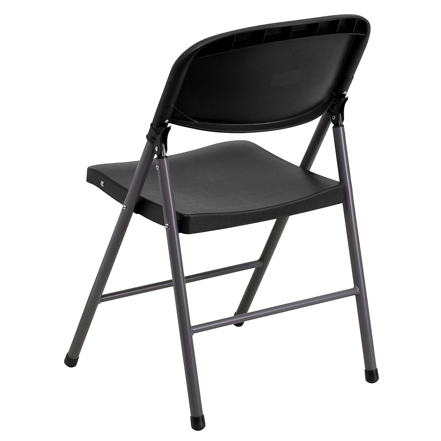 Flash Furniture 6 Pack HERCULES Series 330 lb. Capacity Black Plastic Folding Chairs with Charcoal Frame - Heavy Duty Stackable Chairs for Events, Parties, Weddings & Outdoor Use