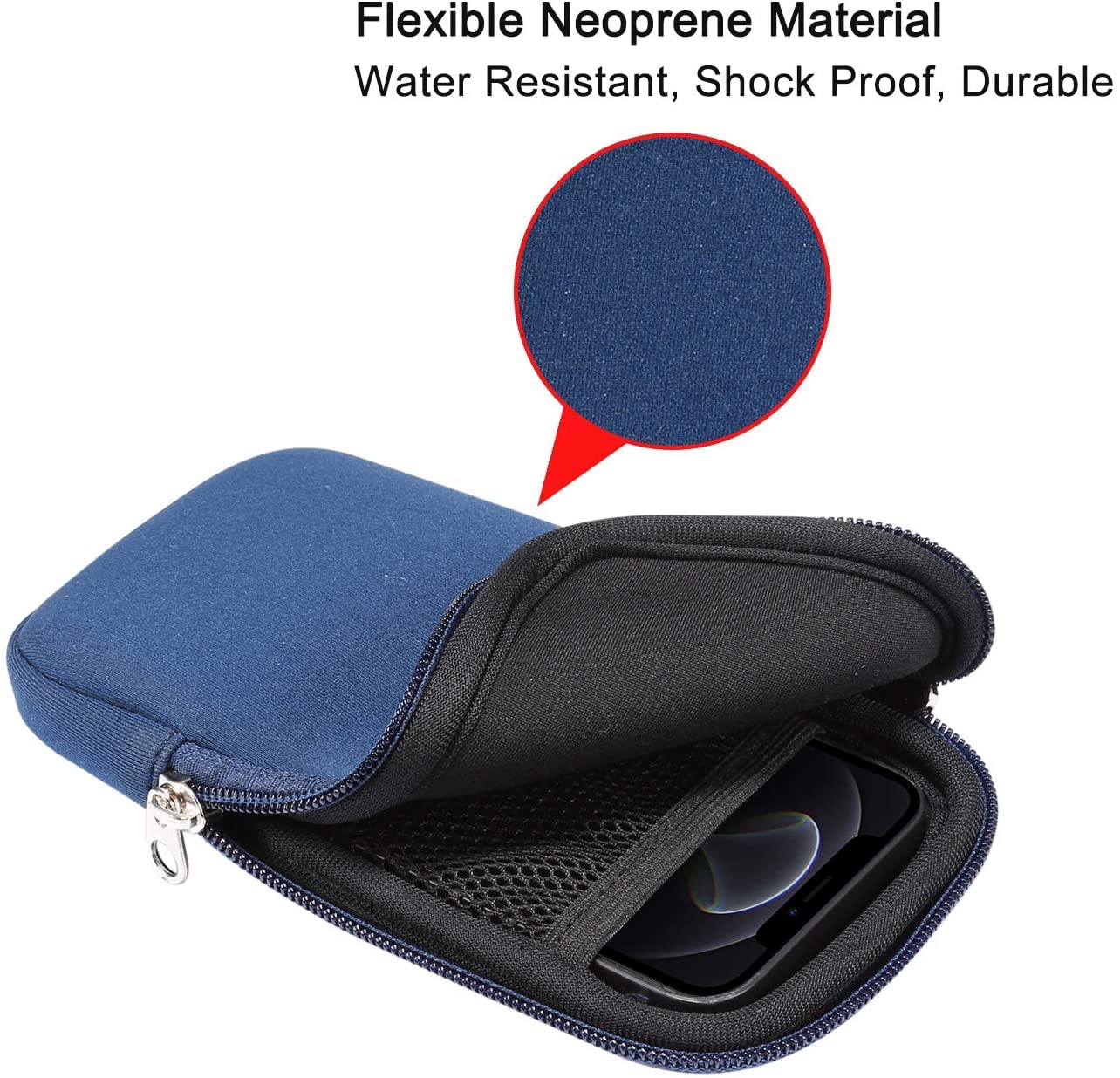 Waterproof Neoprene Phone Pouch with Adjustable Lanyard - Compatible with iPhone 15/14/13/12/11, Samsung Galaxy S22/S21/S10/S9/S8, Google Pixel 5/4a & Motorola E6 - Shockproof Protective Sleeve for Travel, Gym & Outdoor Activities (Blue)