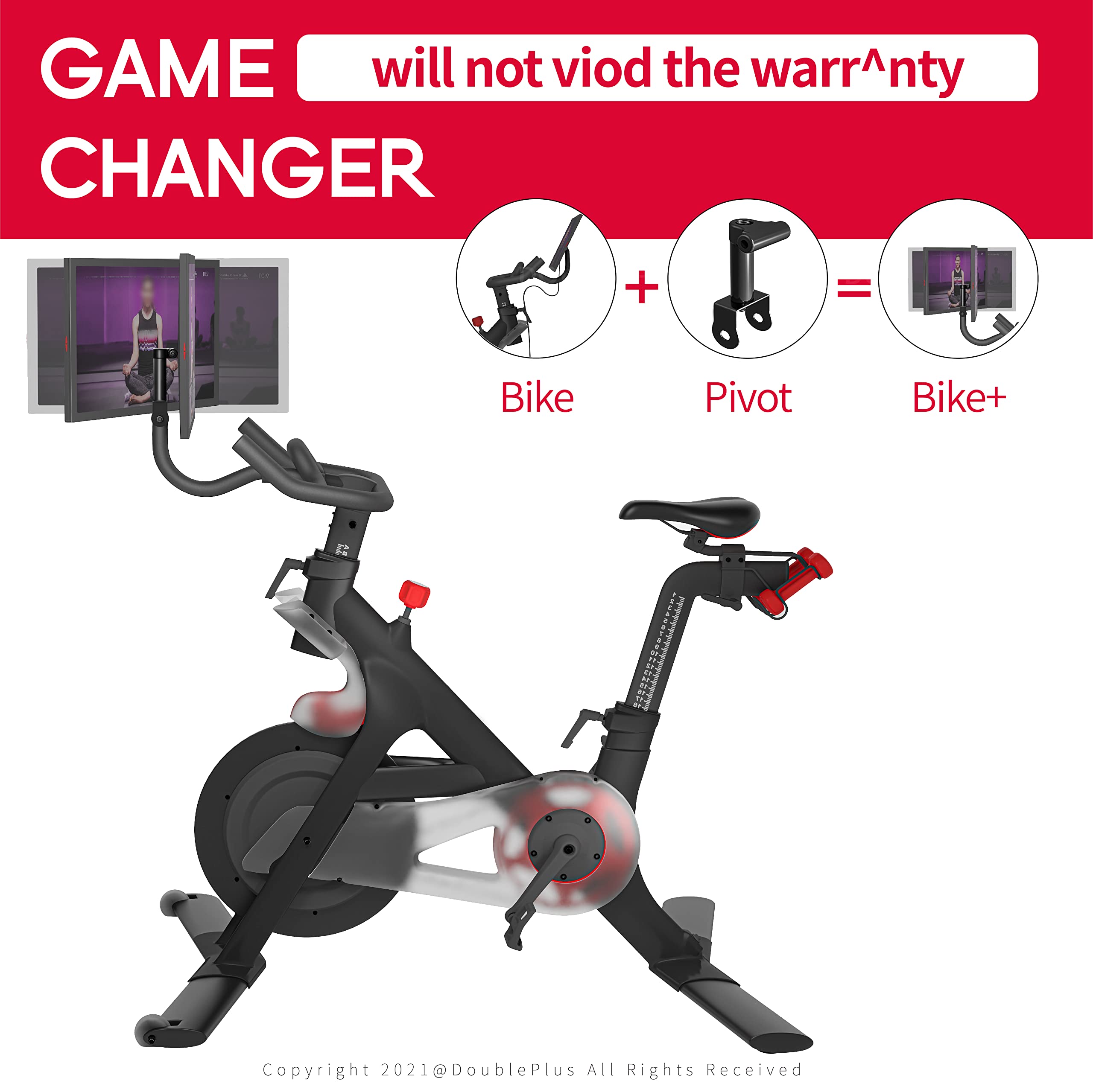Peloton Bike Screen Swivel Mount - Compatible with Peloton OG Bike & Bike Plus, Adjustable Stand for Regular Shoes (Red) - Perfect for Home Gym Workouts & Cycling Classes