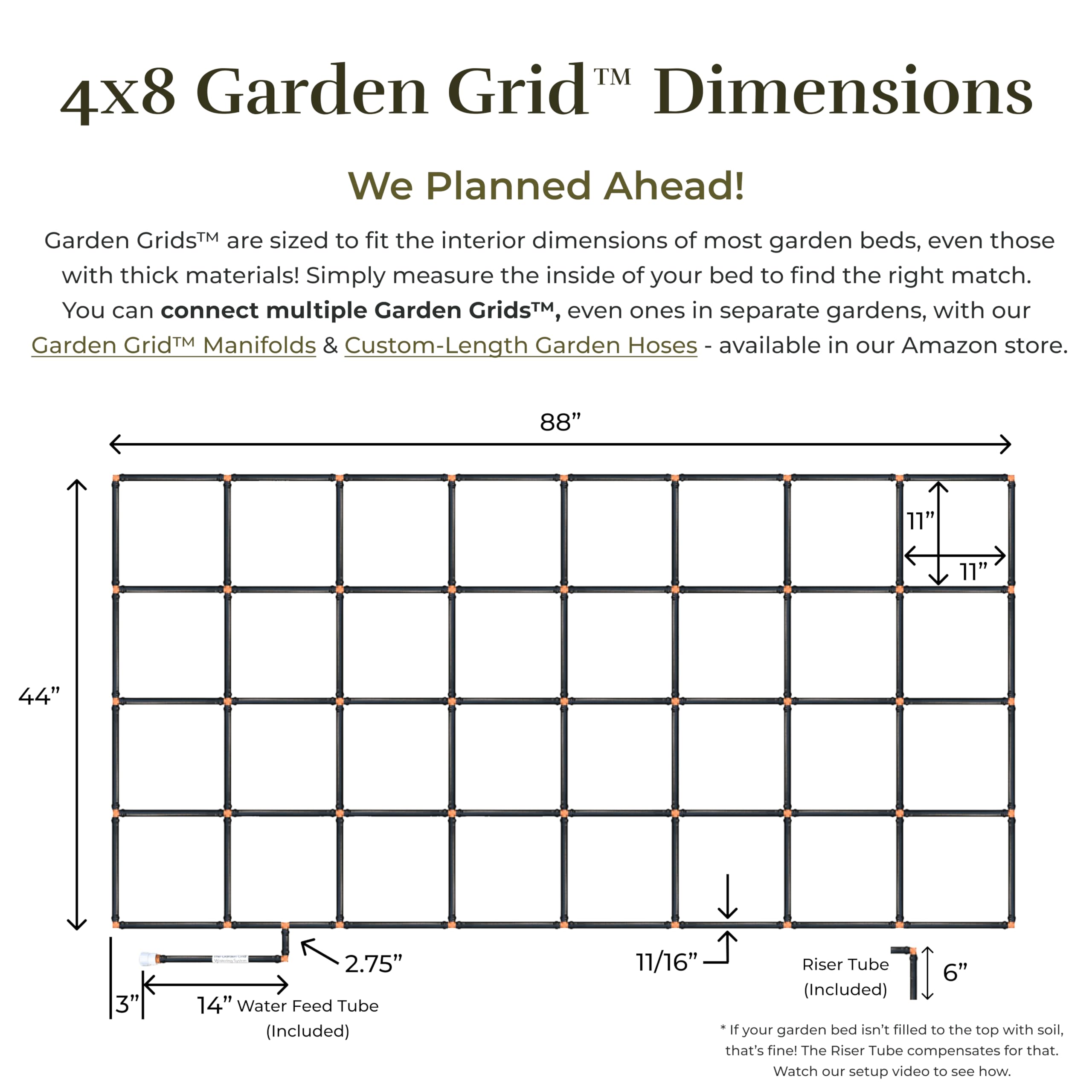 Preassembled 4x8 Garden Grid Watering System | Drip Irrigation Kit for Raised Beds & Gardens