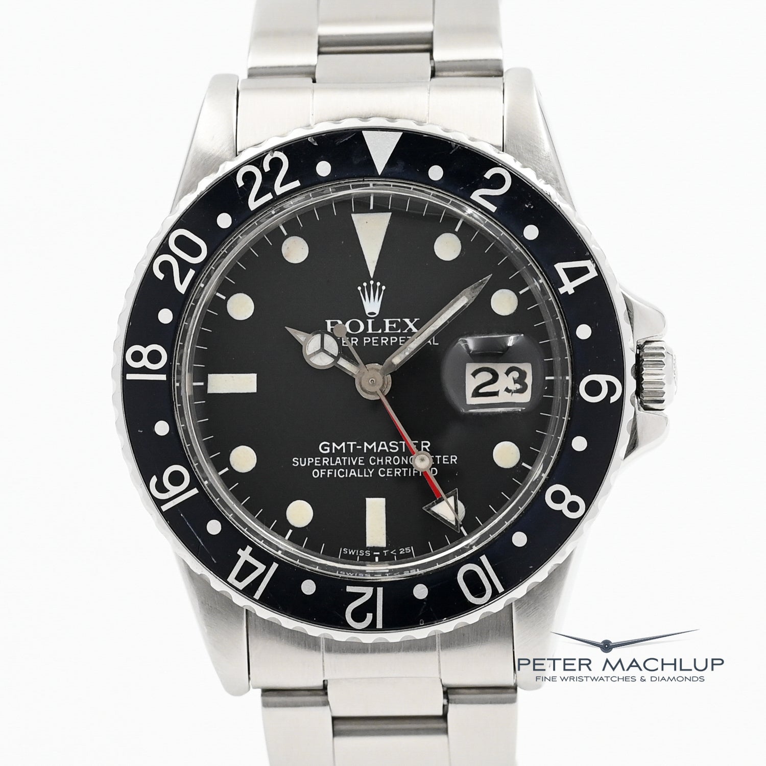 Vintage Rolex GMT Master 1675 Pepsi Bezel Stainless Steel Watch 1982 - Classic Luxury Timepiece for Travel, Business & Collectors