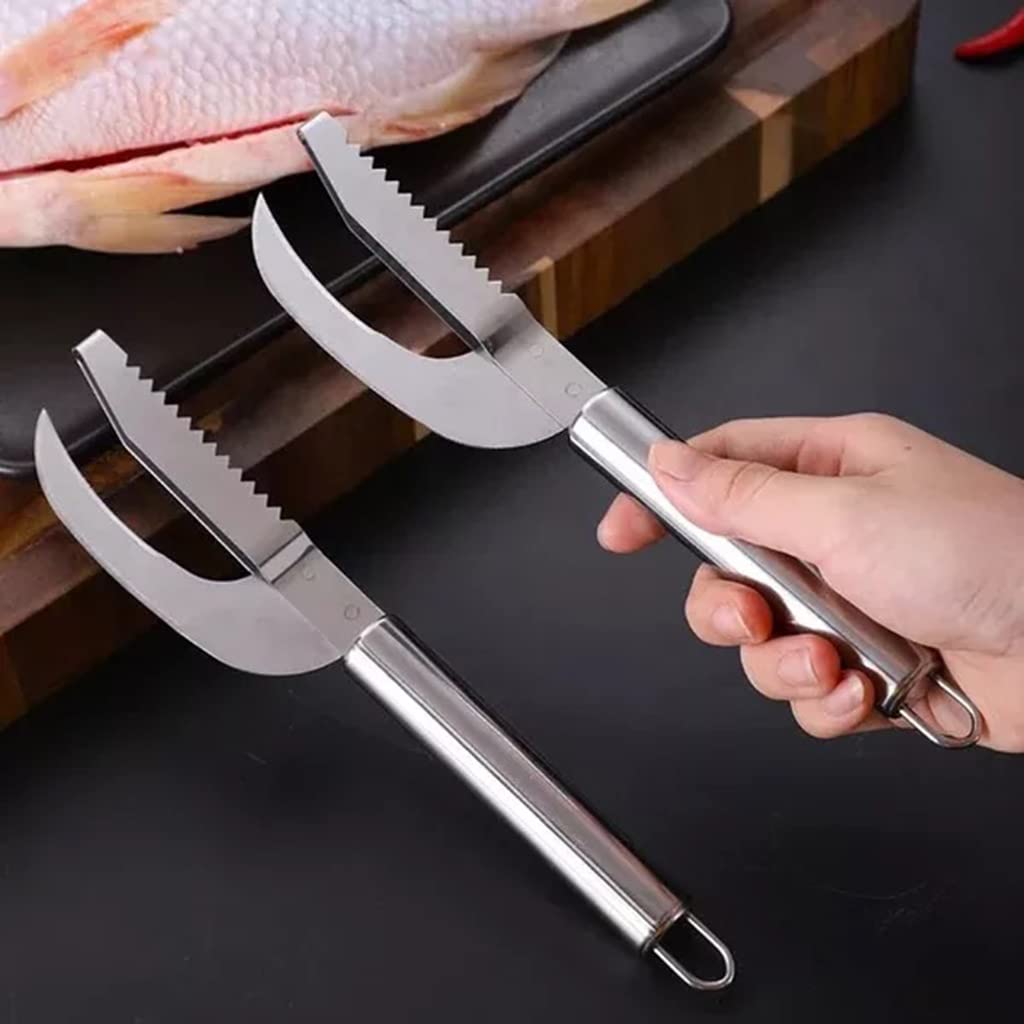 2022 Premium 3-in-1 Fish Scale Knife - Scraper, Peeler & Digging Tool | Professional Fish Scaler Remover for Home & Restaurant Kitchen Use | Easy Grip Design for Cleaning, Scaling & Gutting Fish (Pack of 2) | Perfect for Seafood Lovers, Anglers & Professional Chefs